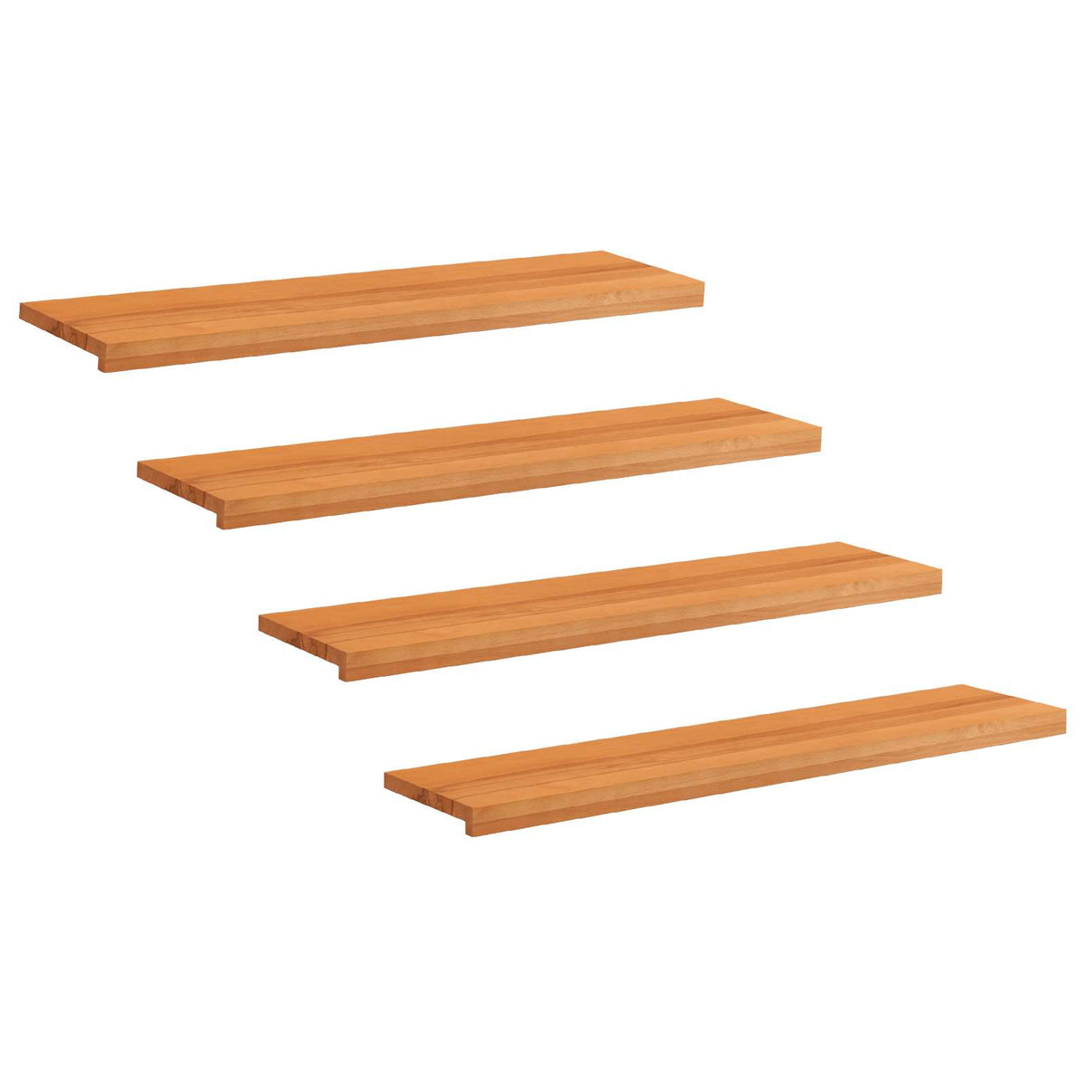 Stair Treads 4 pcs 110 x 25 x 2 cm Light Brown Solid Beech Wood