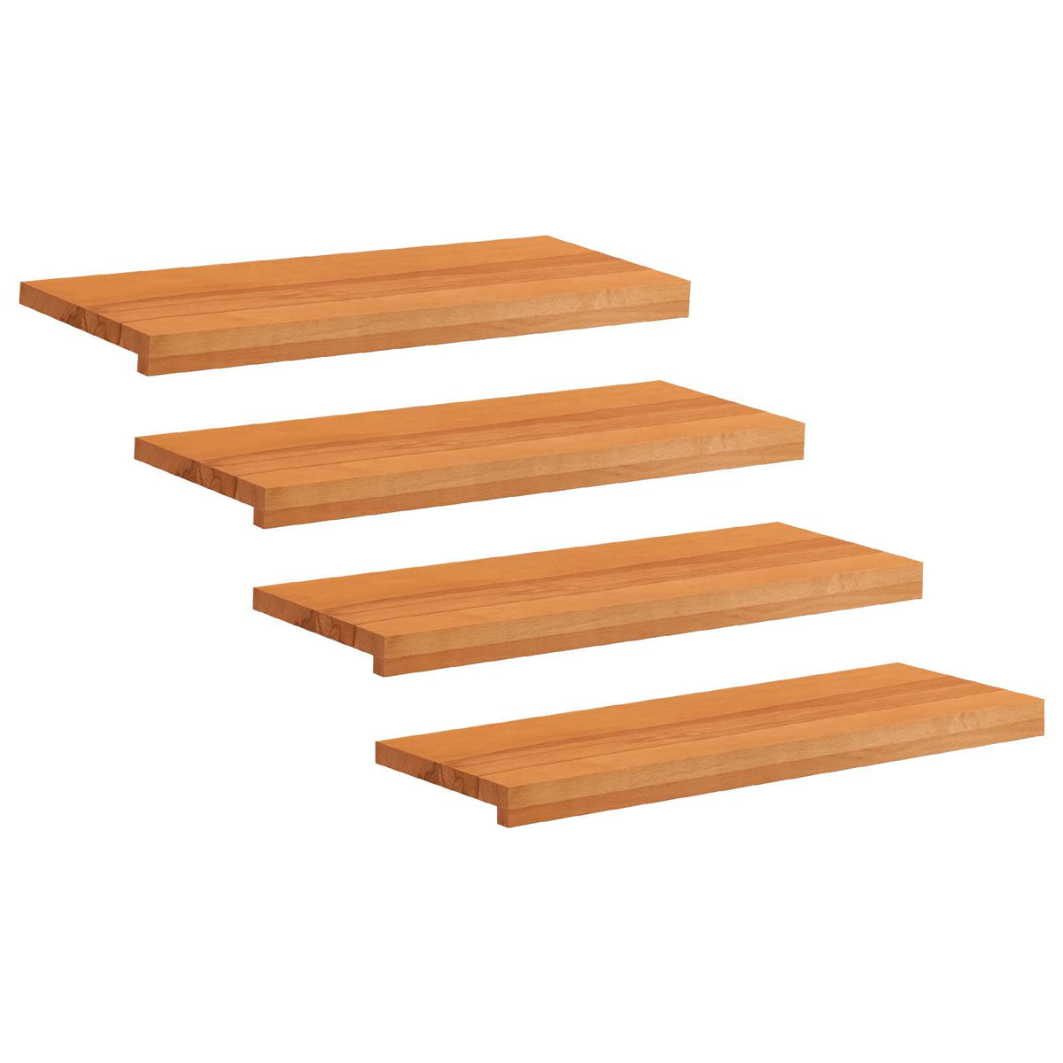 Stair Treads 4 pcs 80 x 30 x 2 cm Light Brown Solid Beech Wood