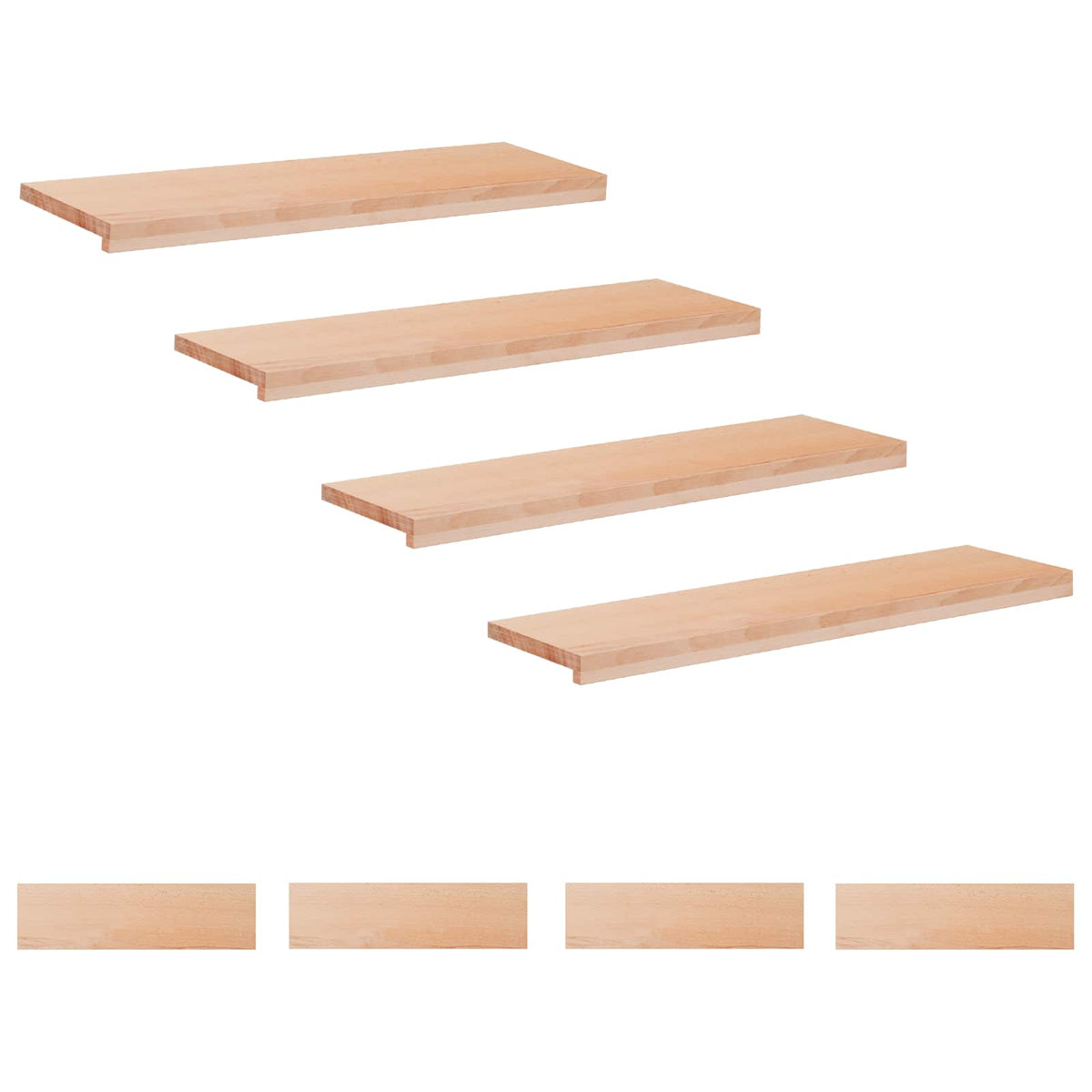 Stair Treads 8 pcs 90 x 30 x 2 cm Natural Solid Beech Wood