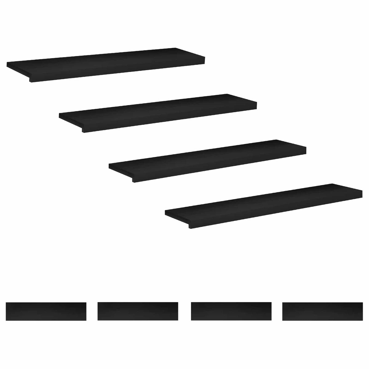 Stair Treads 8 pcs 110 x 25 x 2 cm Black Solid Beech Wood