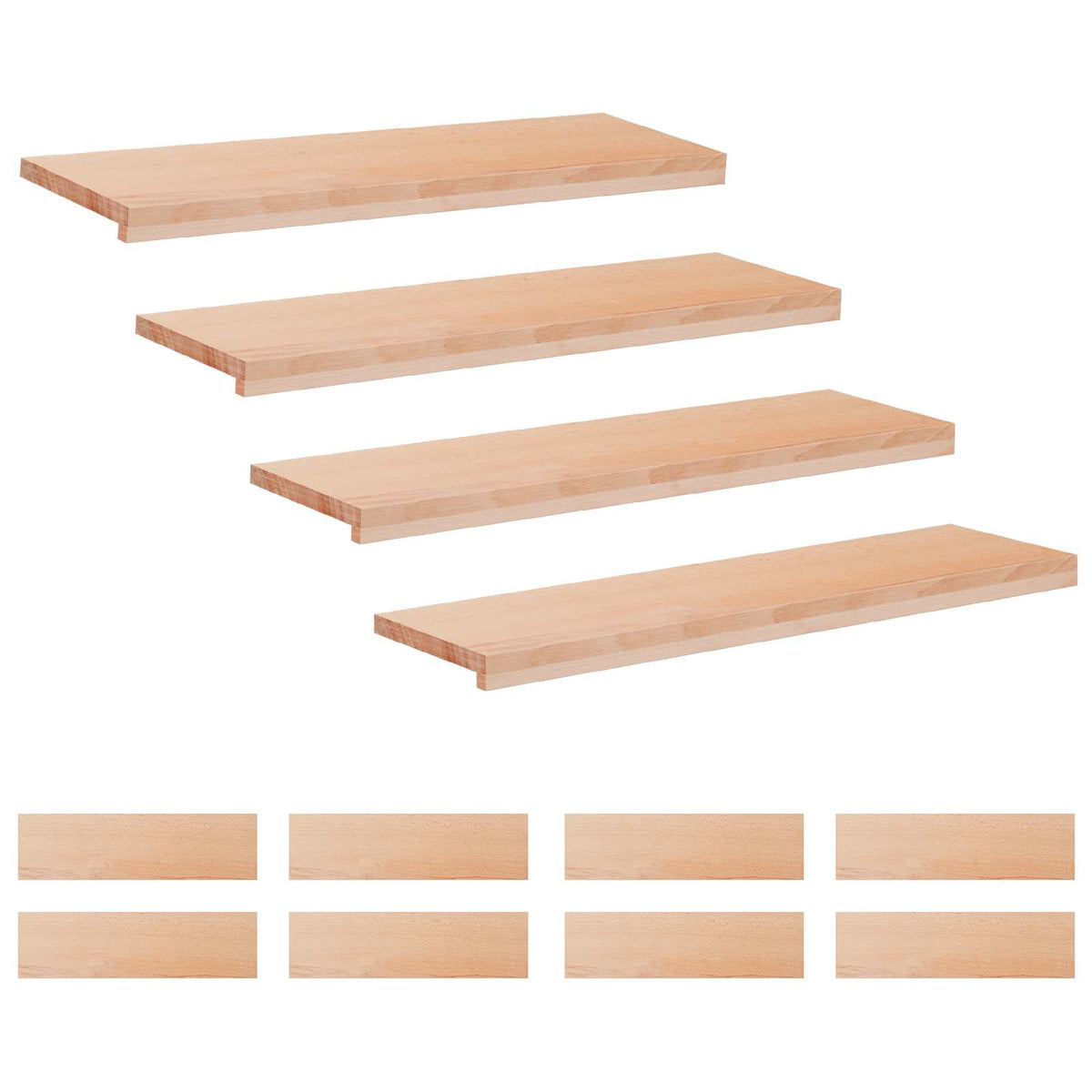 Stair Treads 12 pcs 100 x 25 x 2 cm Natural Solid Beech Wood