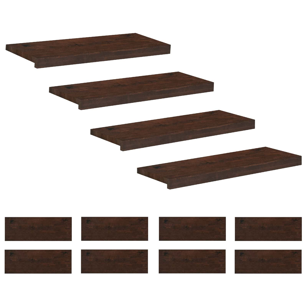Stair Treads 12 pcs 70 x 25 x 2 cm Dark Brown Solid Beech Wood