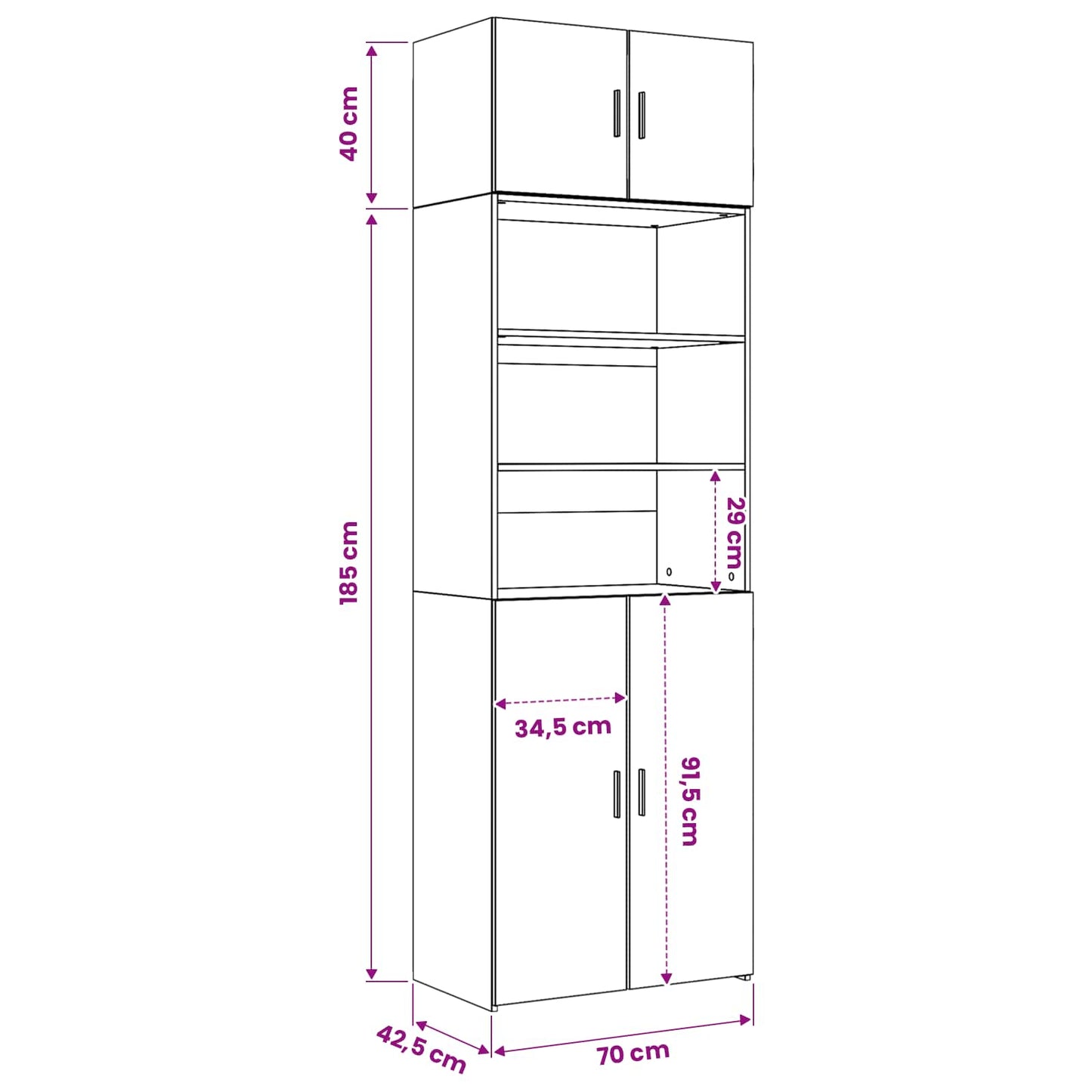 Storage Cabinet with Shelves Old Wood 70 x 42.5 x 225 cm