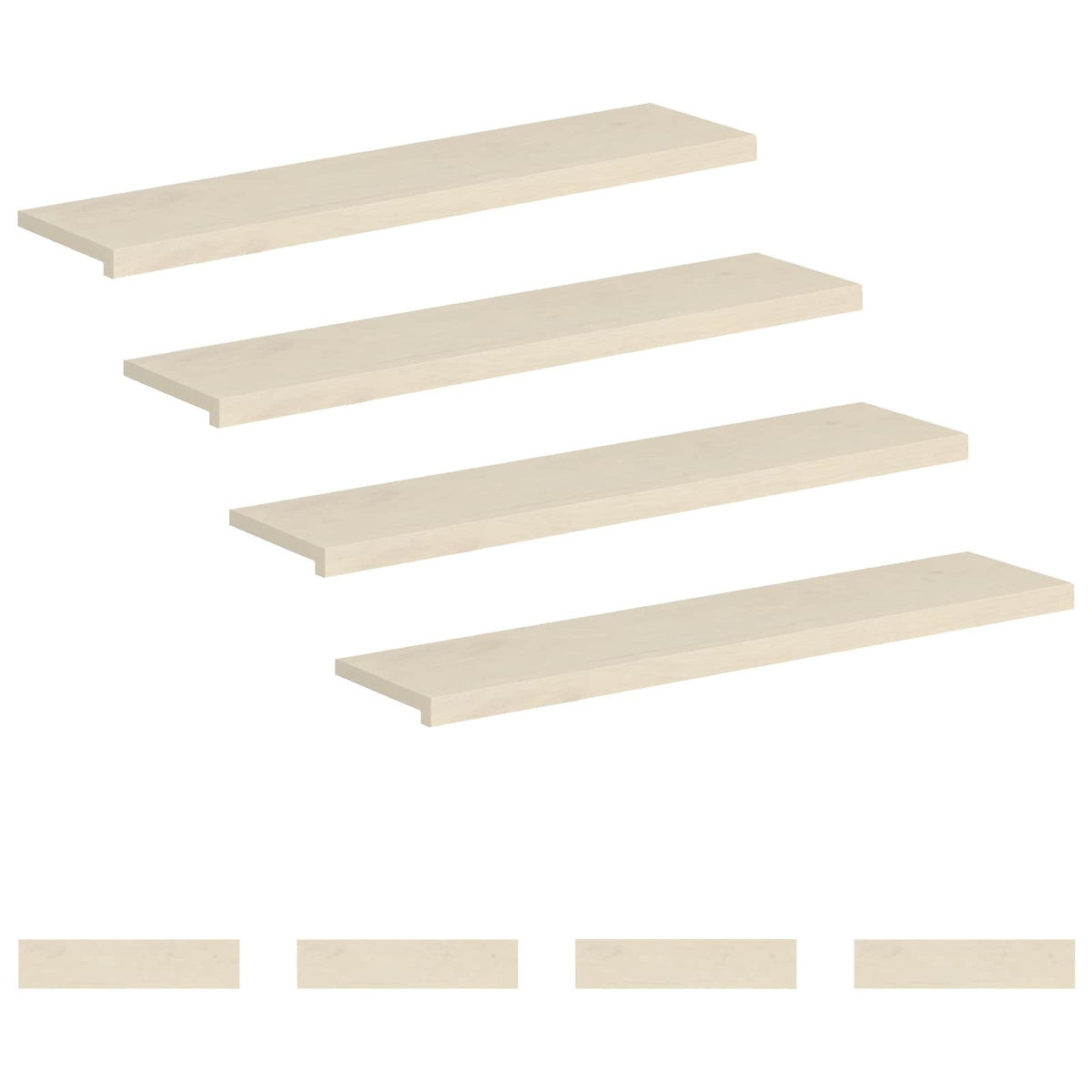 Stair Tread 8 pcs 120 x 25 x 2 cm White Solid Oak Wood