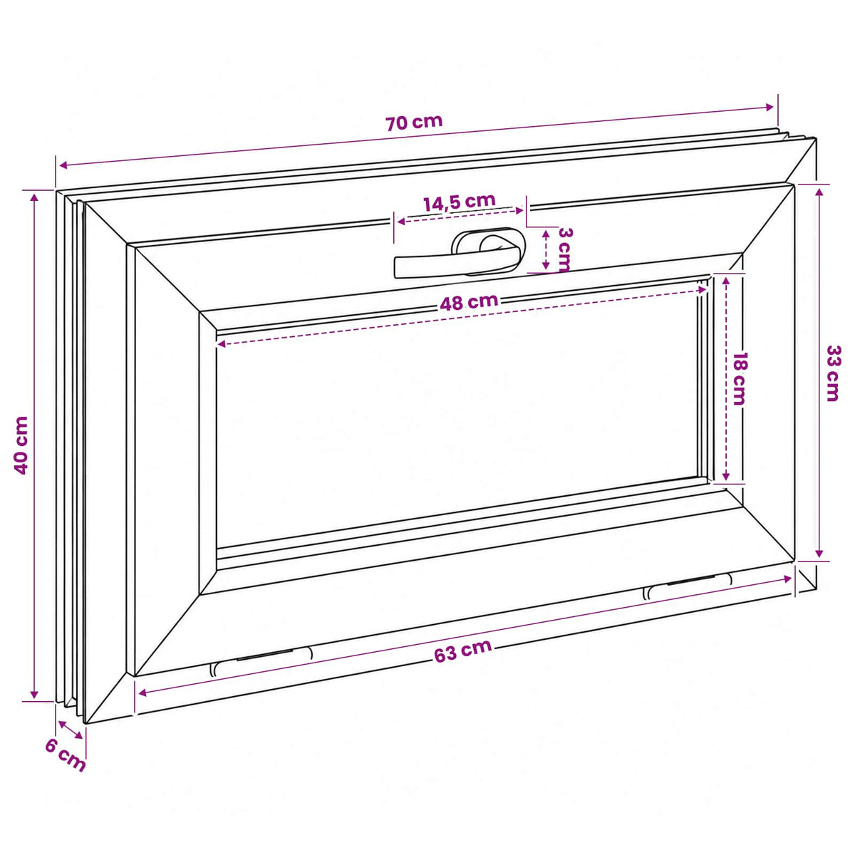 Basement Window Internal Colour White RISOR 70 x 40 cm