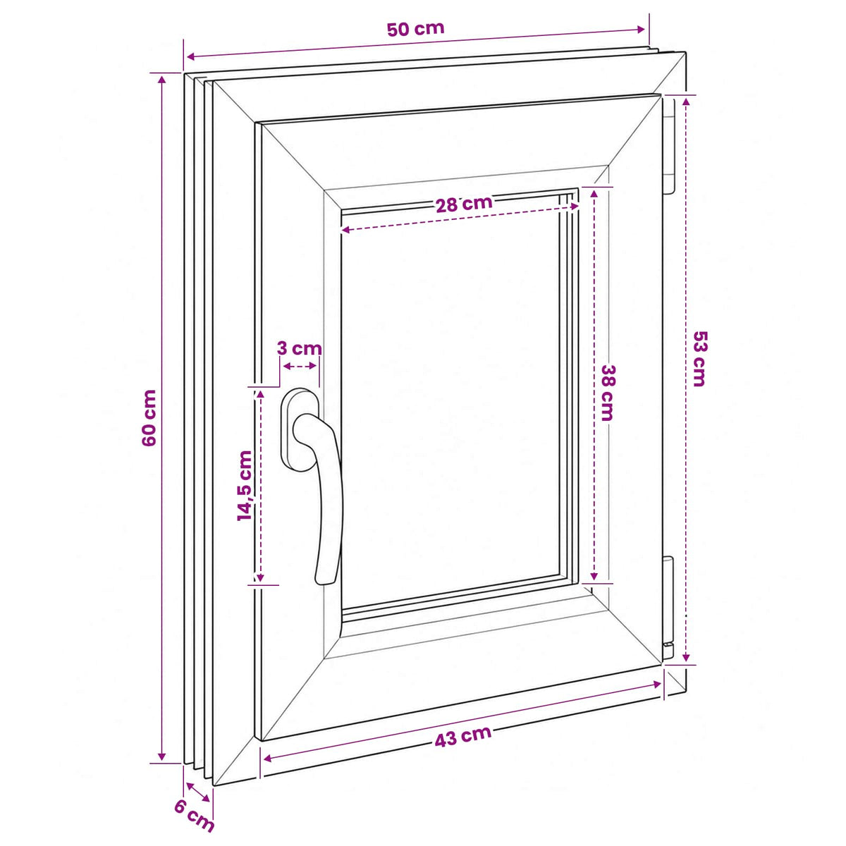 Basement Window Internal Colour White RISOR 50 x 60 cm
