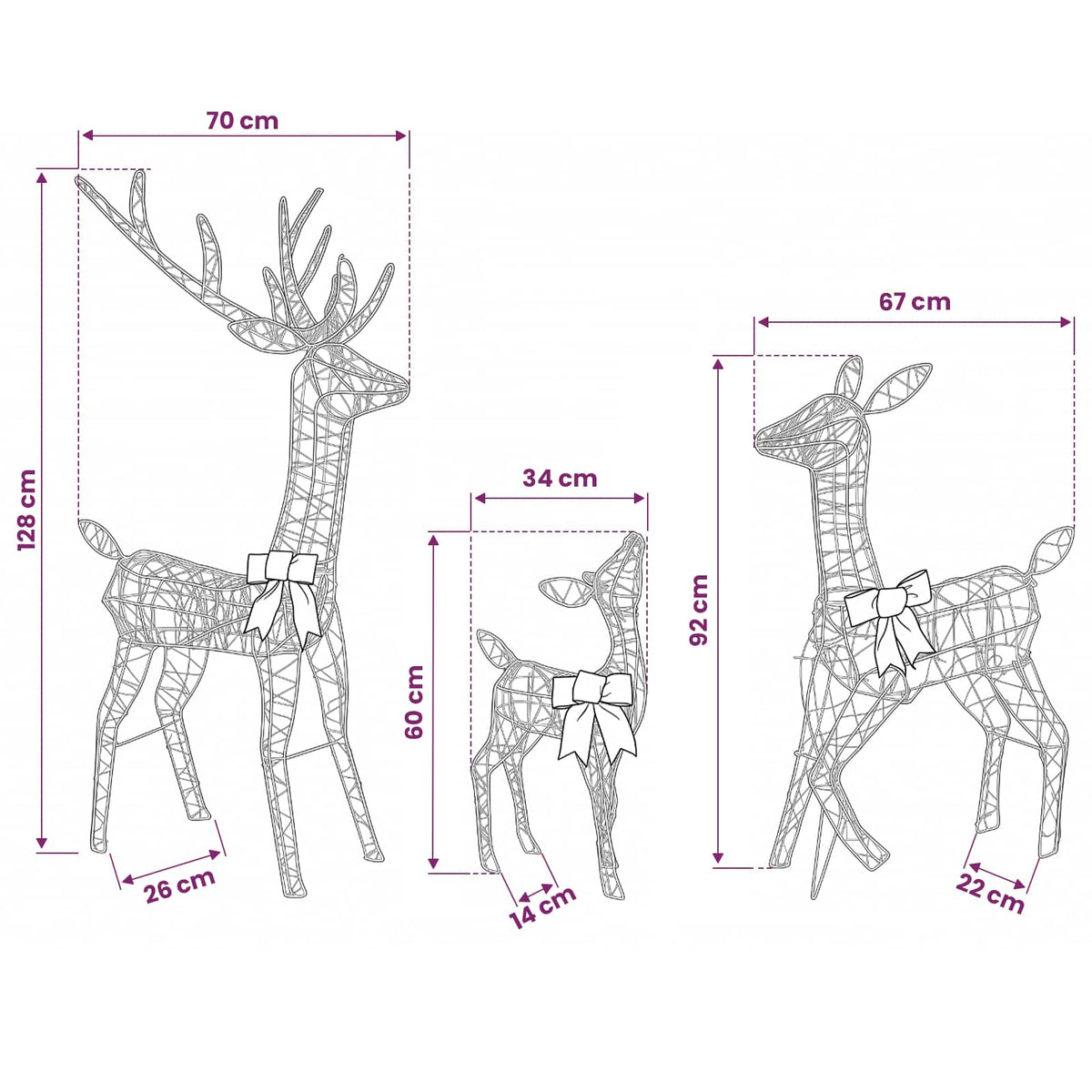Christmas LED Reindeer Family LOVIISA 700 LEDs Cold White