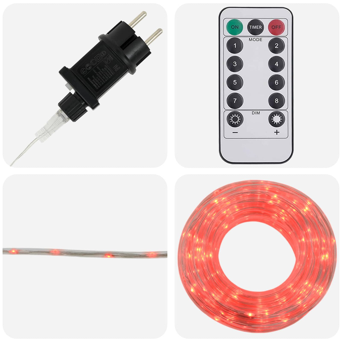 Christmas LED Rope Light 1200 LEDs Red 50 m