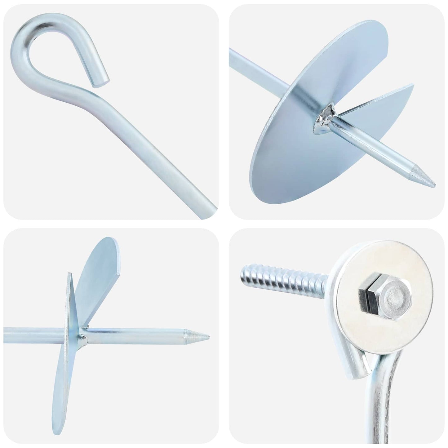 Earth anchor 4 pcs Ø10 x 30 cm Galvanized Metal Silver