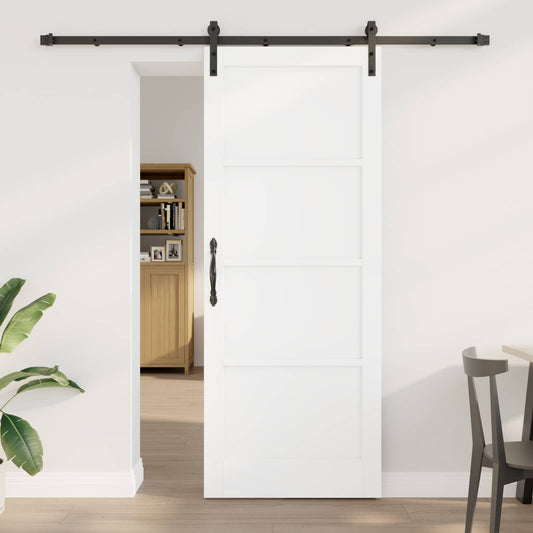 Sliding Door 83 x 211 cm Engineered Wood White and Black
