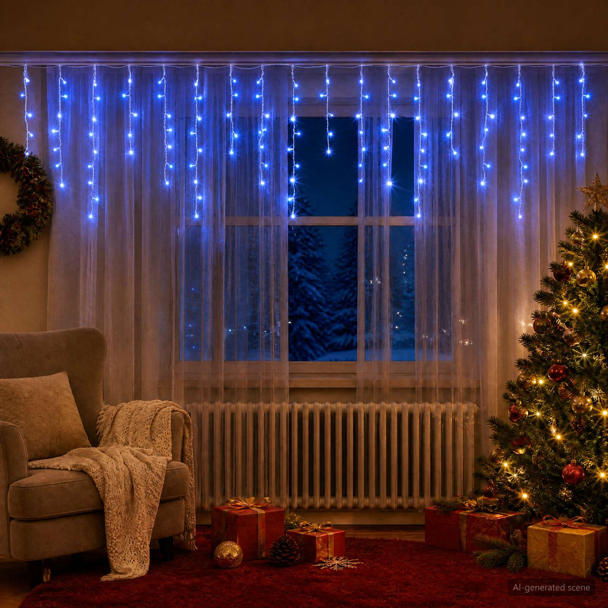 Curtain Lights 798 LEDs Blue 2000 x 72 cm