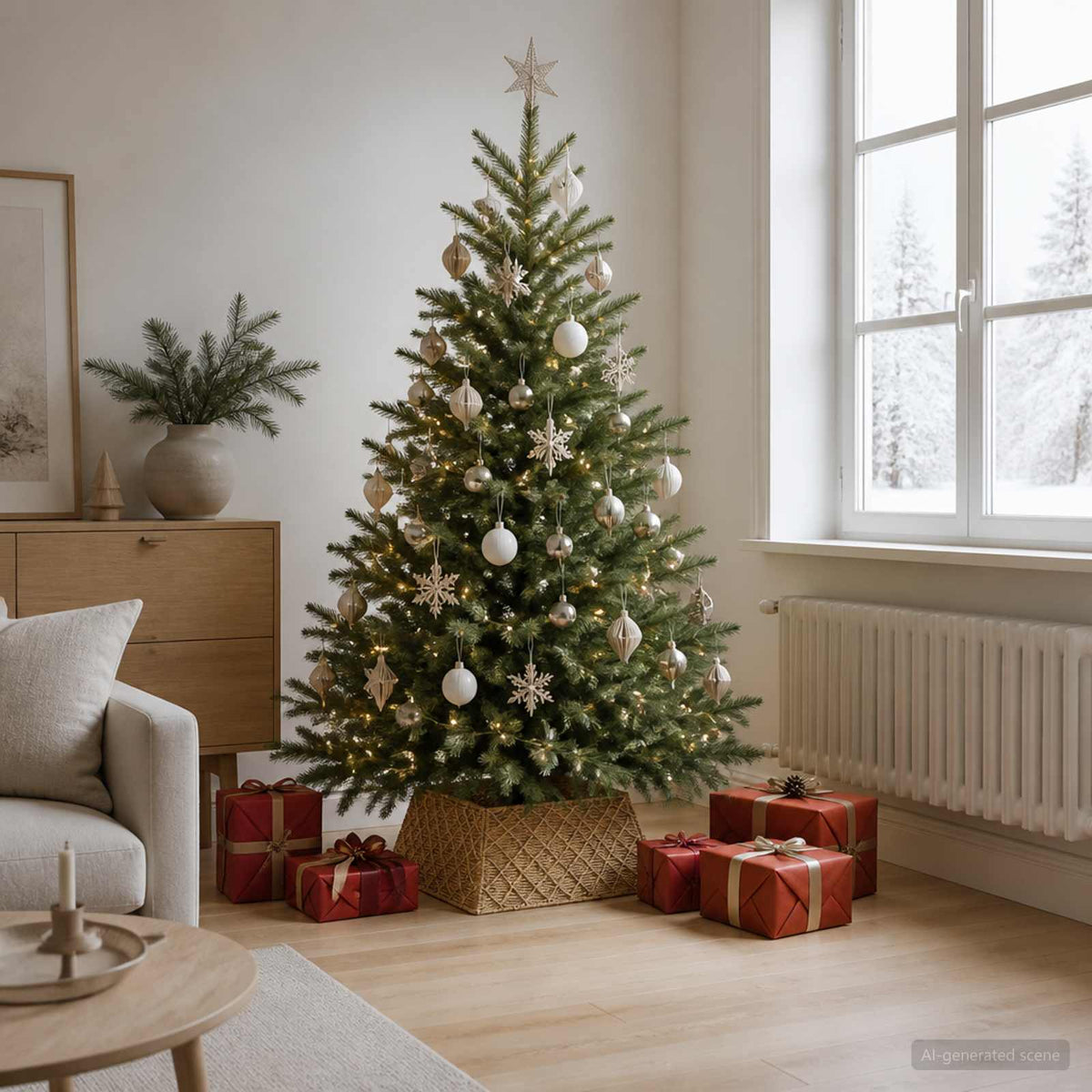 Christmas Tree Collar Square Natural 60 x 60 x 28 cm Seagrass