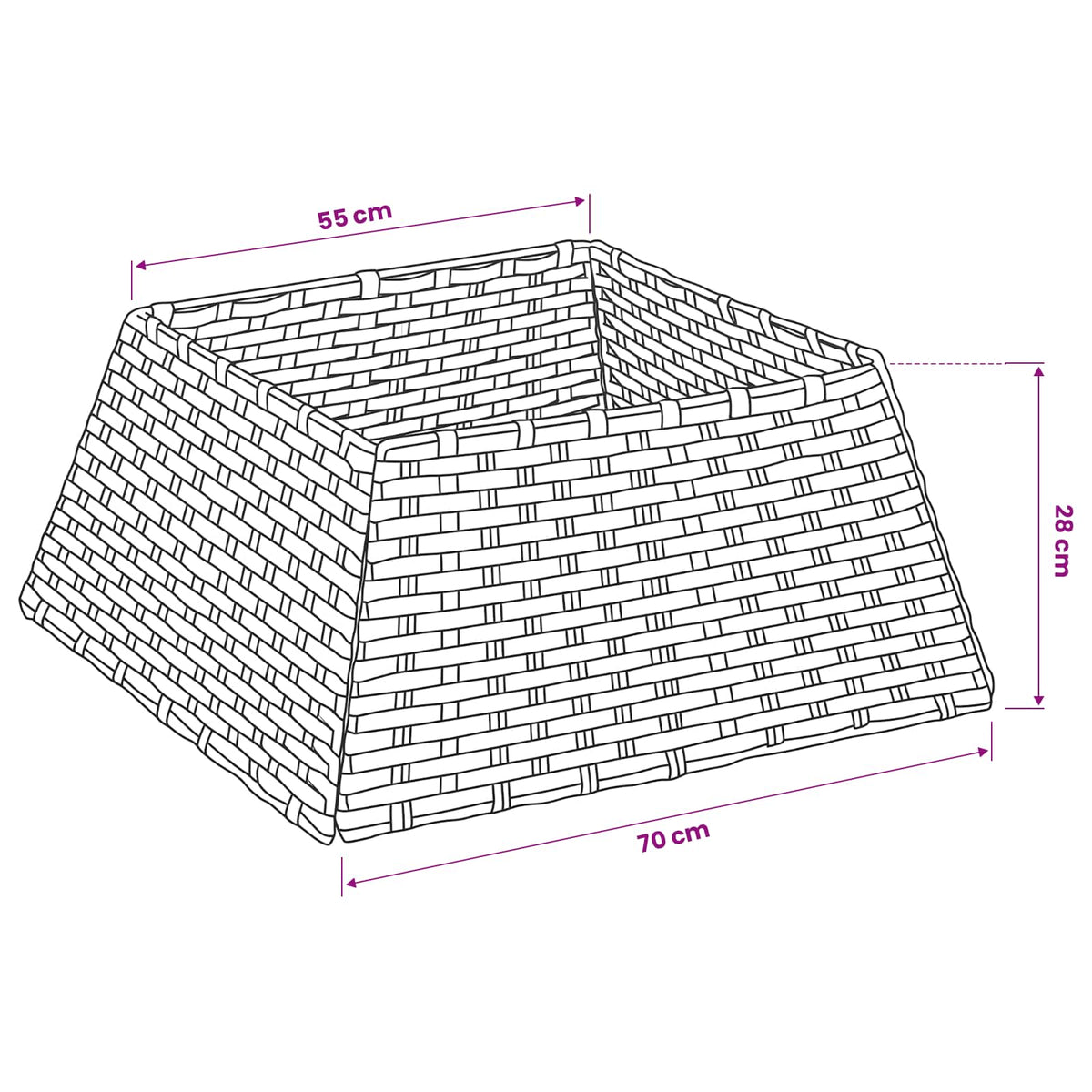 Christmas Tree Collar Square Grey 70 x 70 x 28 cm Poly Rattan