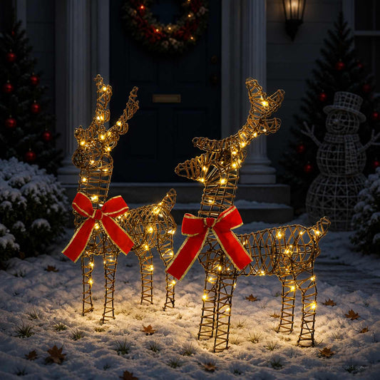 3D Christmas Reindeer LOVIISA 2 pcs 80 LEDs Warm White