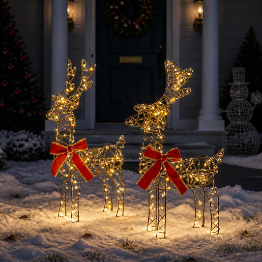 3D Christmas Reindeer LOVIISA 2 pcs 180 LEDs Warm White