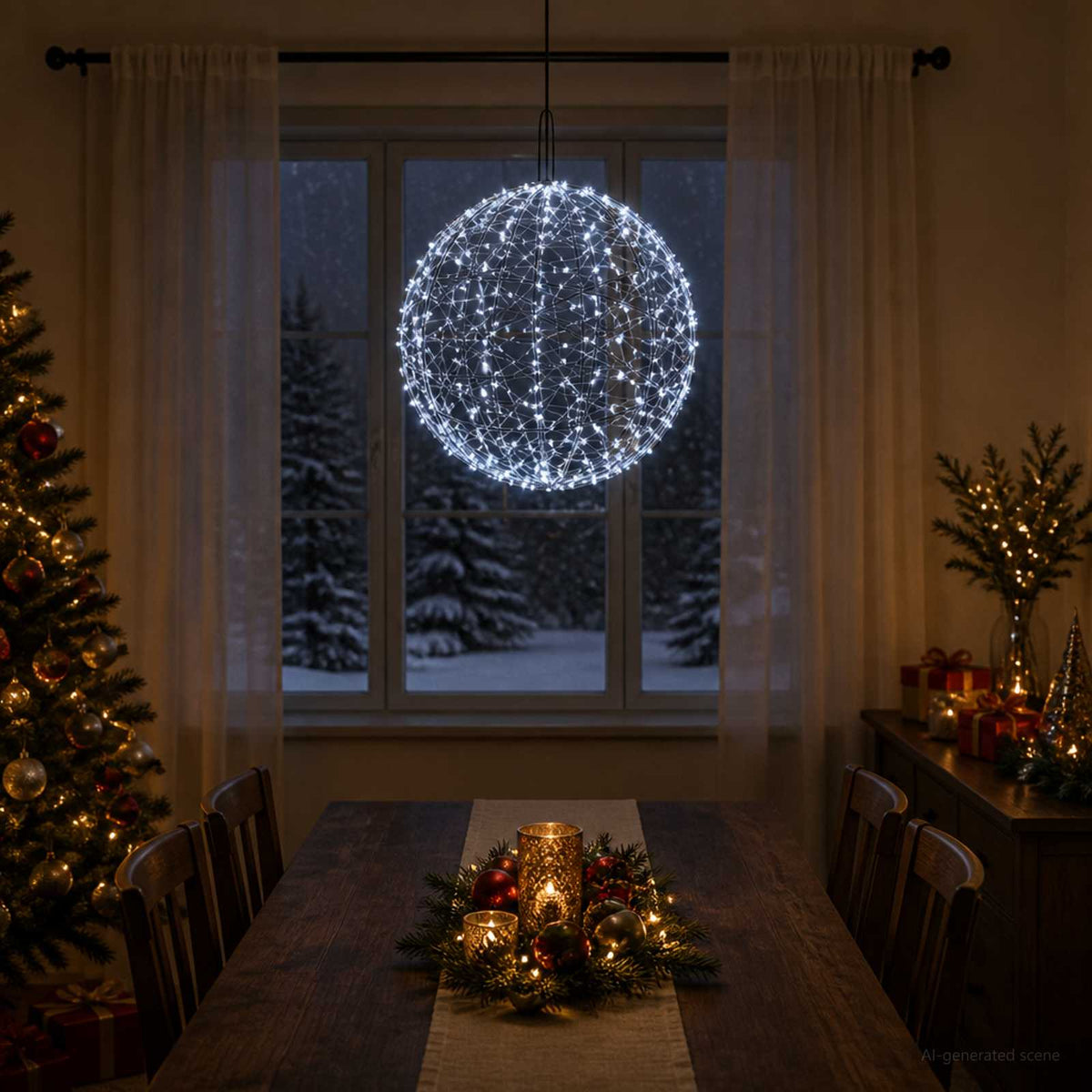 Christmas Finial Light 950 LEDs Cold White Diameter 60 x 63 cm