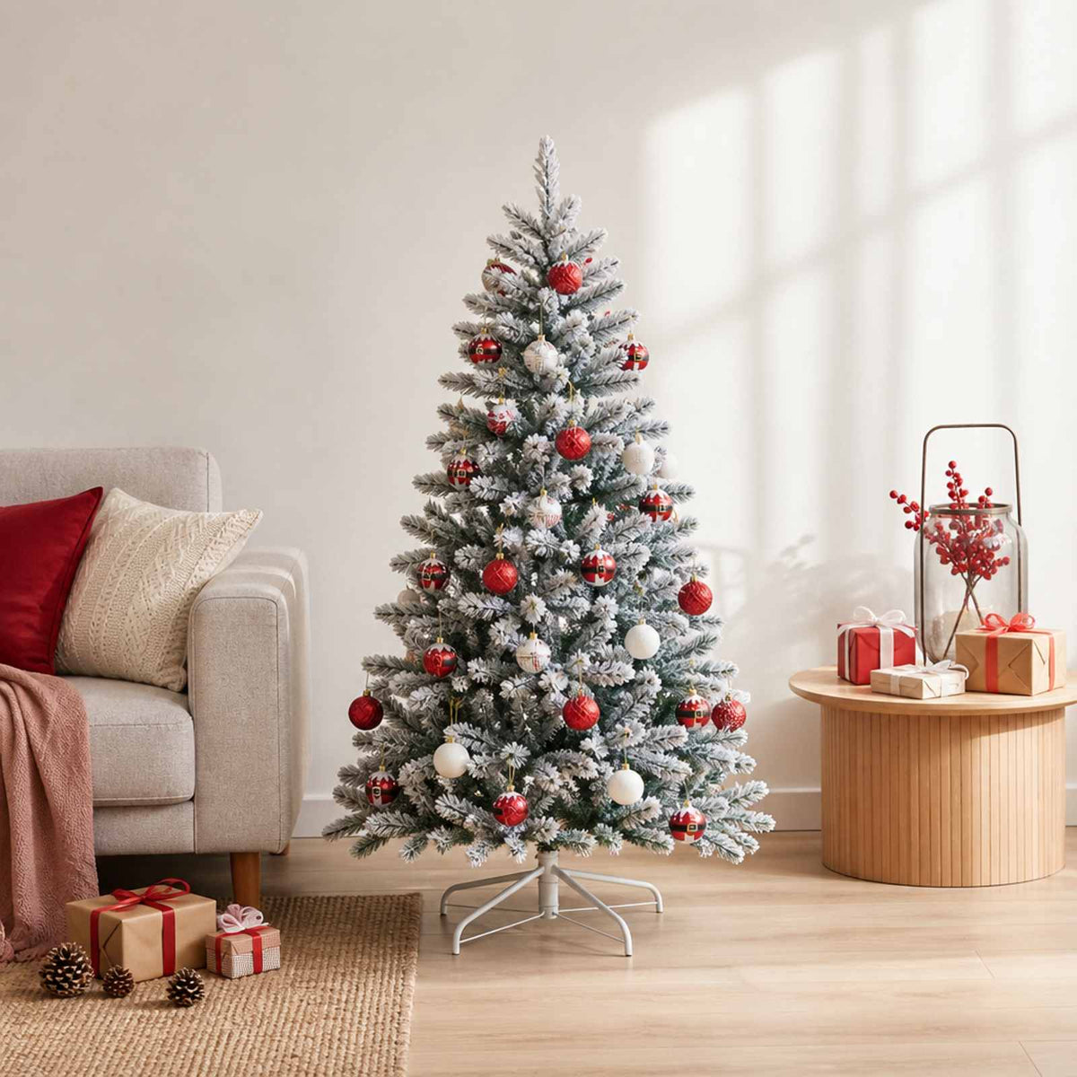 Christmas Ball Set 32 pcs Red and White Dia. 6 cm Plastic