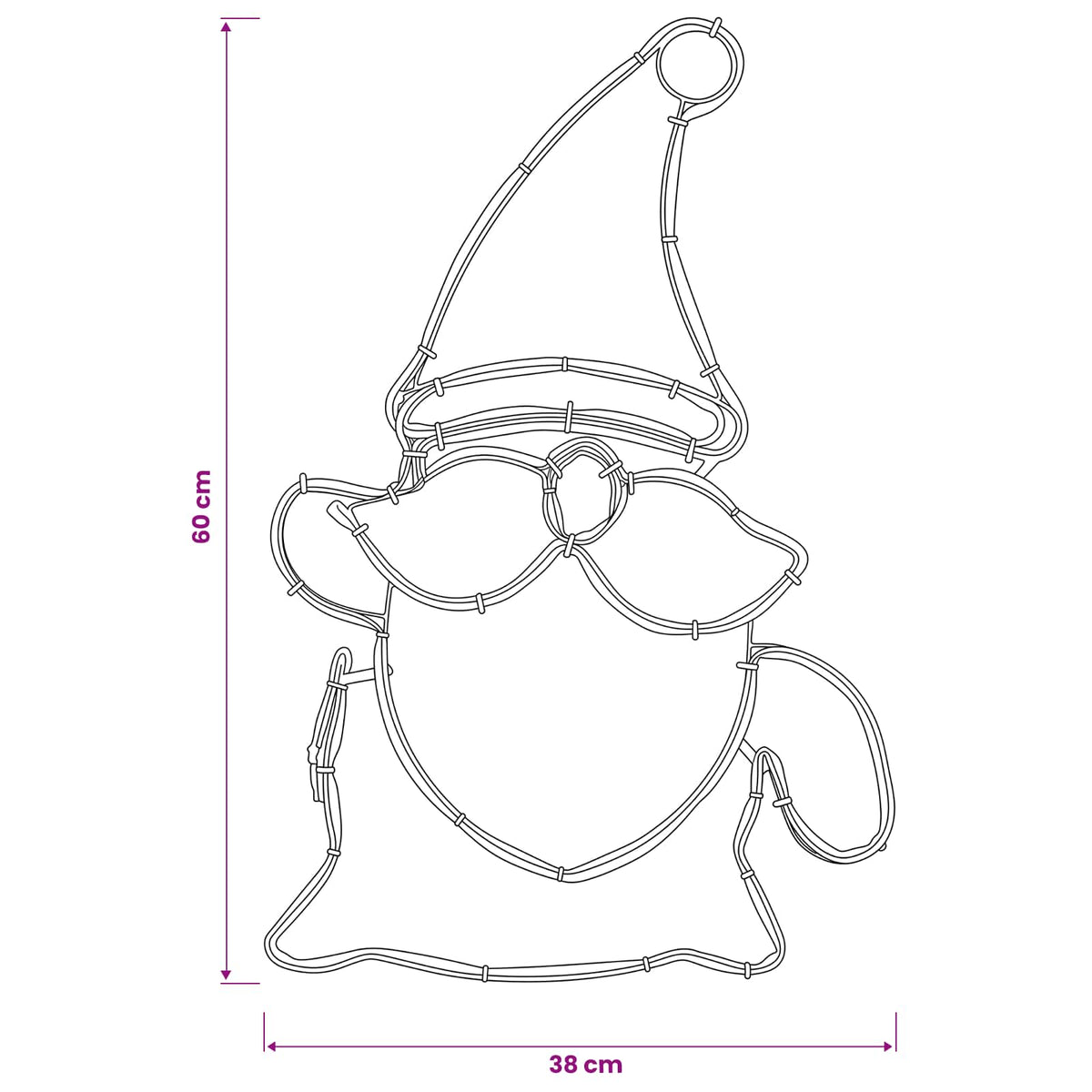 LED Sign Gnome LOVIISA 80 LEDs Multicolour 38 x 60 cm