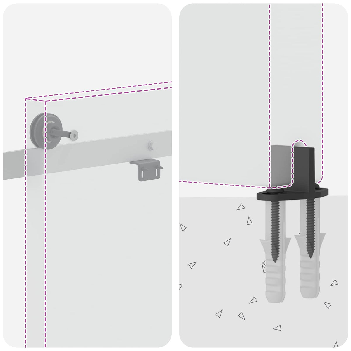 Sliding Door Hardware Kit 200 cm Steel White