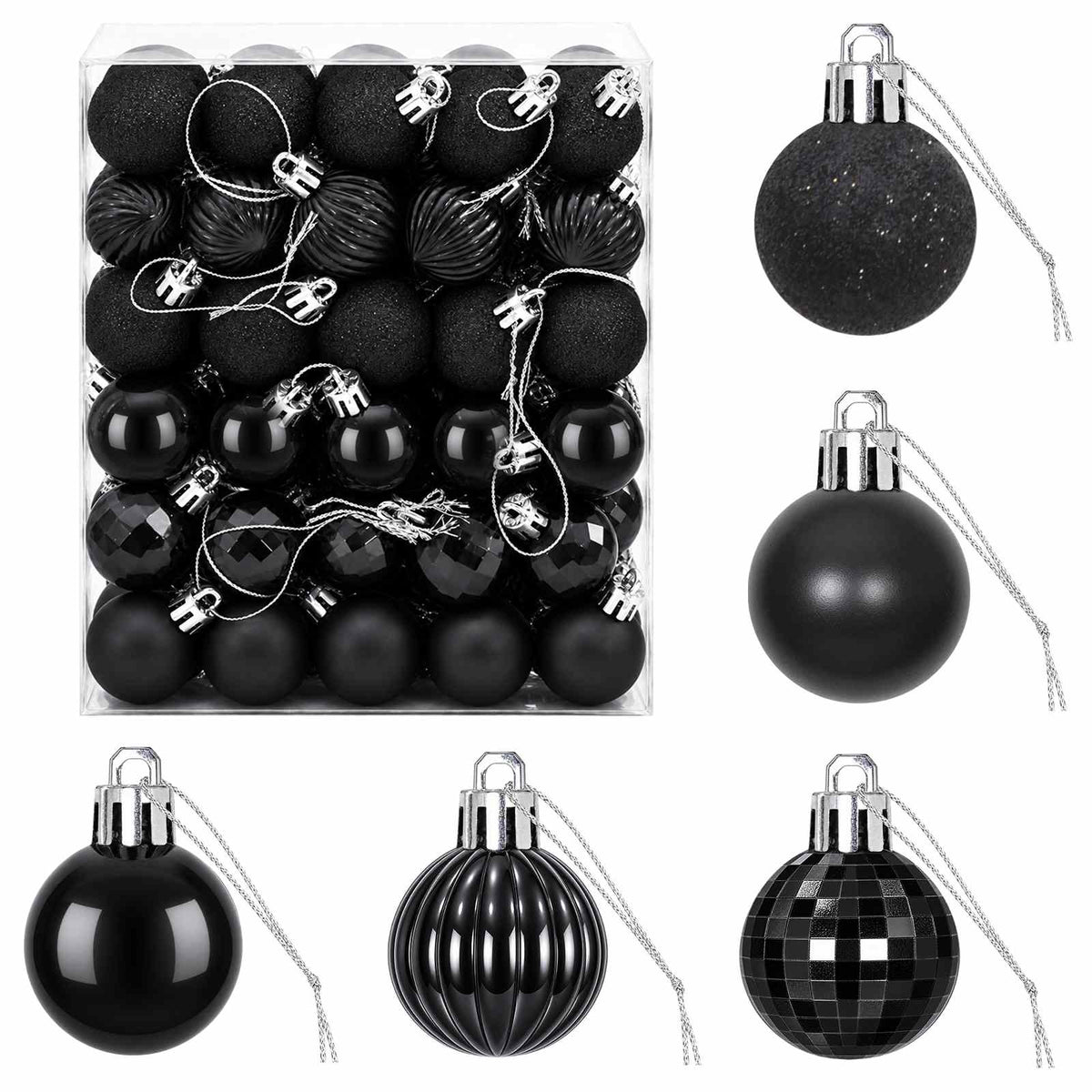 Christmas Ball Set 150 pcs Black Dia. 3 cm Polystyrene
