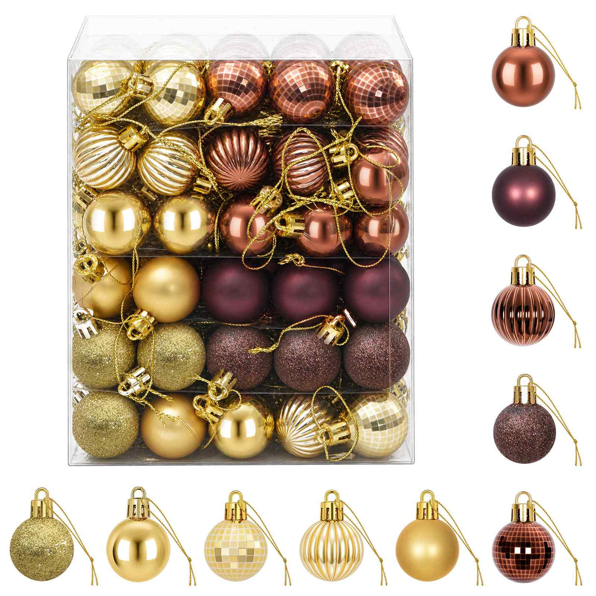 Christmas Ball Set 150 pcs Brown and Gold Dia. 3 cm Polystyrene