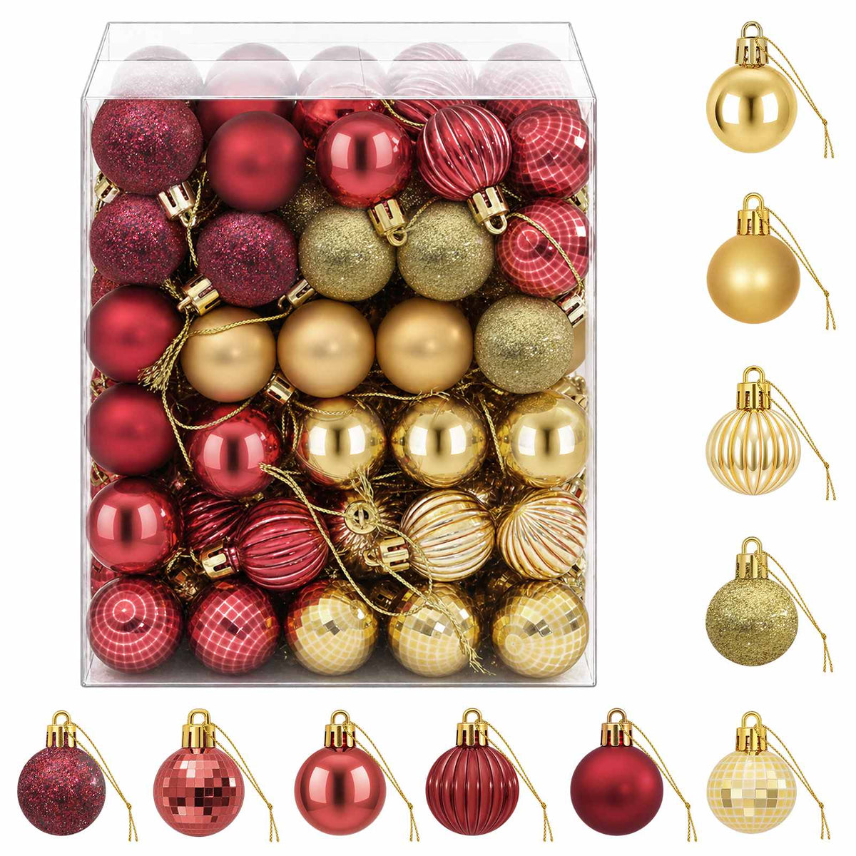 Christmas Ball Set 150 pcs Gold and Wine Red Dia. 3 cm