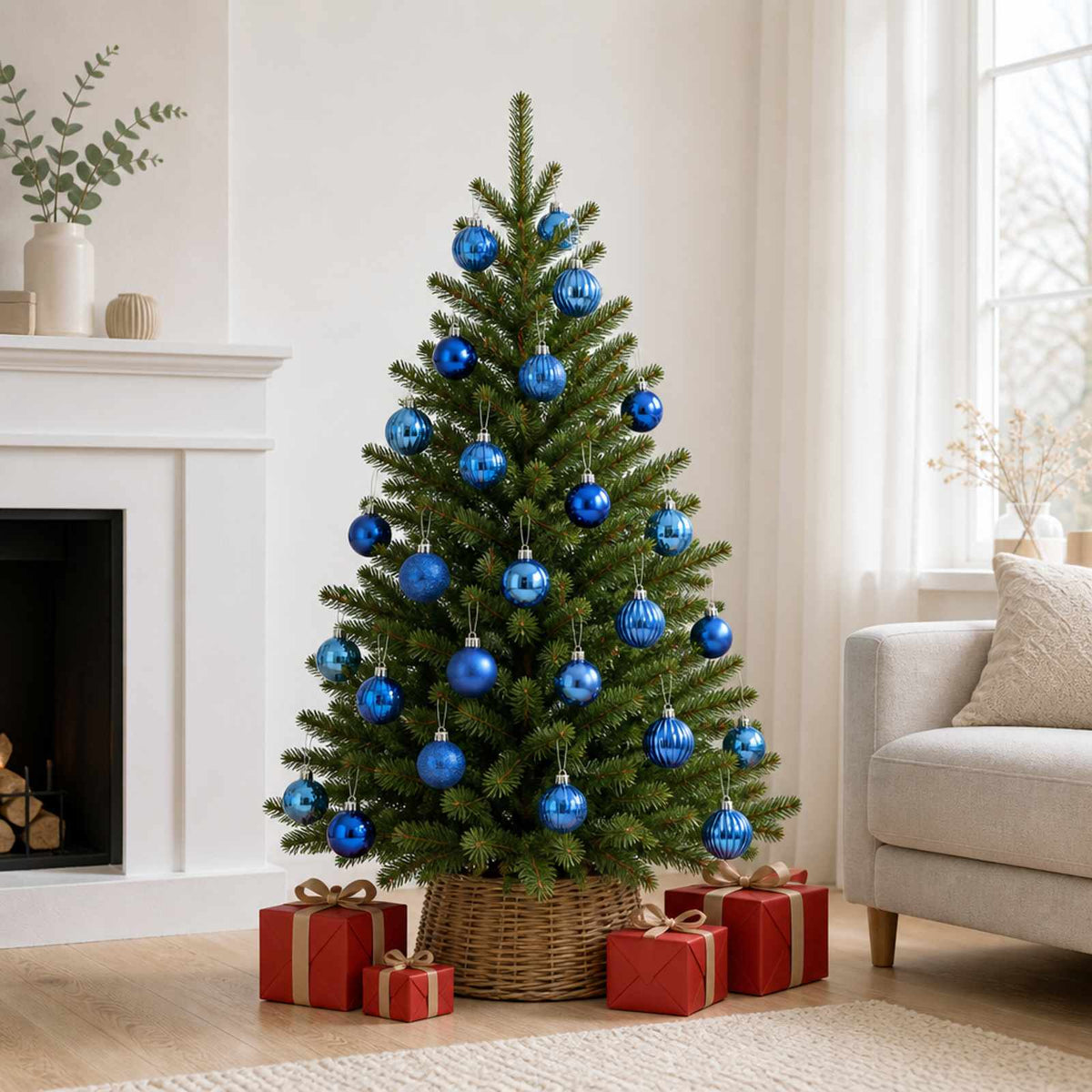 Christmas Ball Set 100 pcs Blue Dia. 4 cm Polystyrene