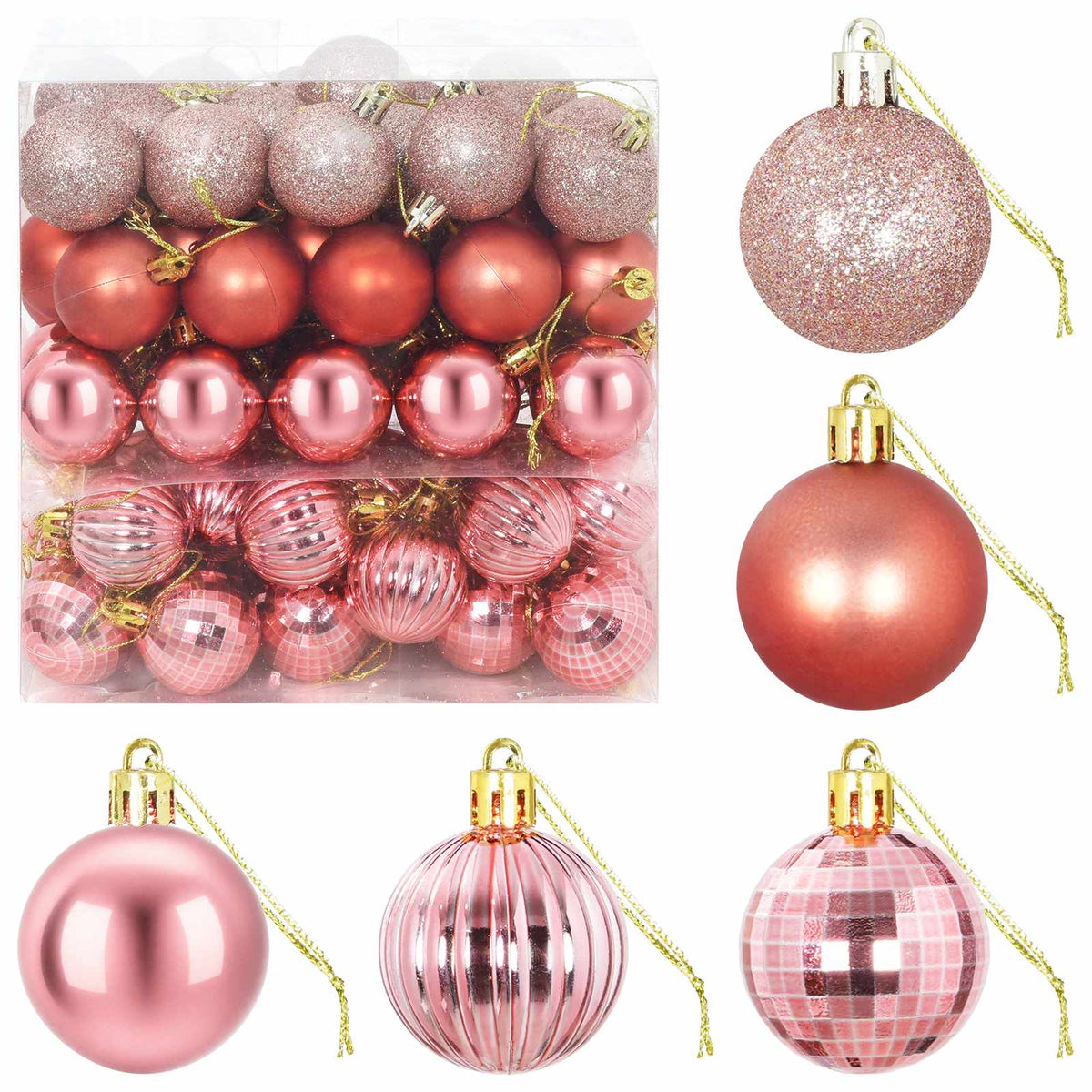 Christmas Ball Set 100 pcs Pink and Rose Dia. 4 cm Polystyrene