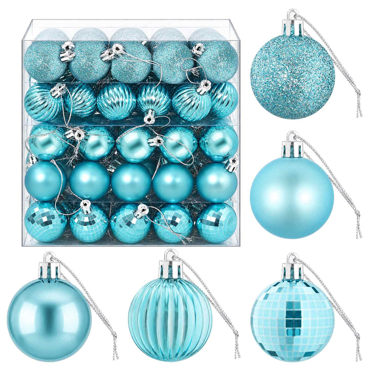 Christmas Ball Set 100 pcs Turquoise Dia. 4 cm Polystyrene