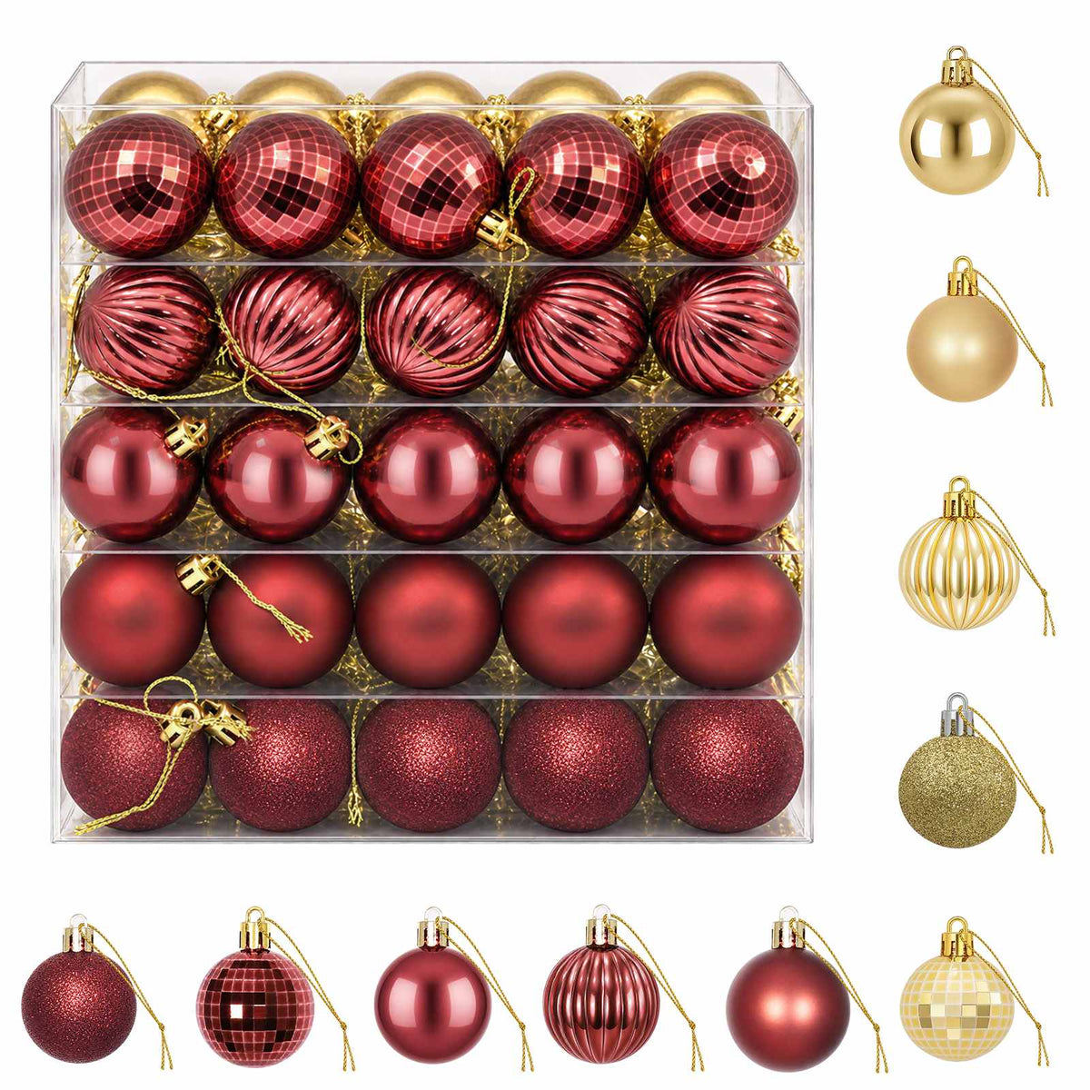 Christmas Ball Set 100 pcs Gold and Wine Red Dia. 4 cm