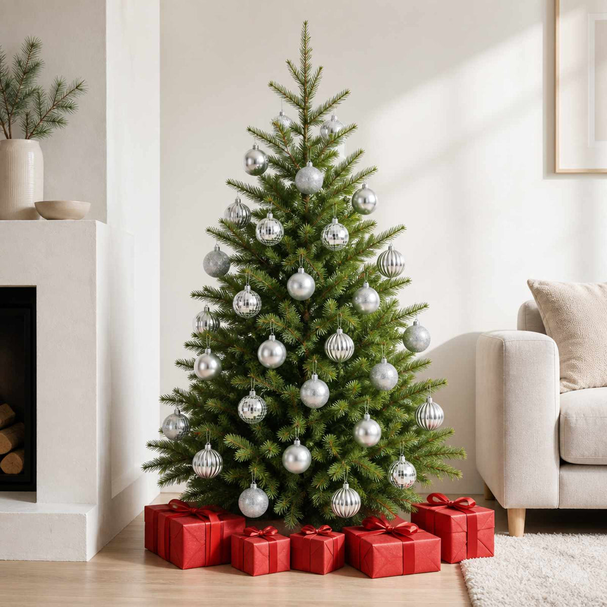 Christmas Ball Set 75 pcs Silver 6 cm Polystyrene