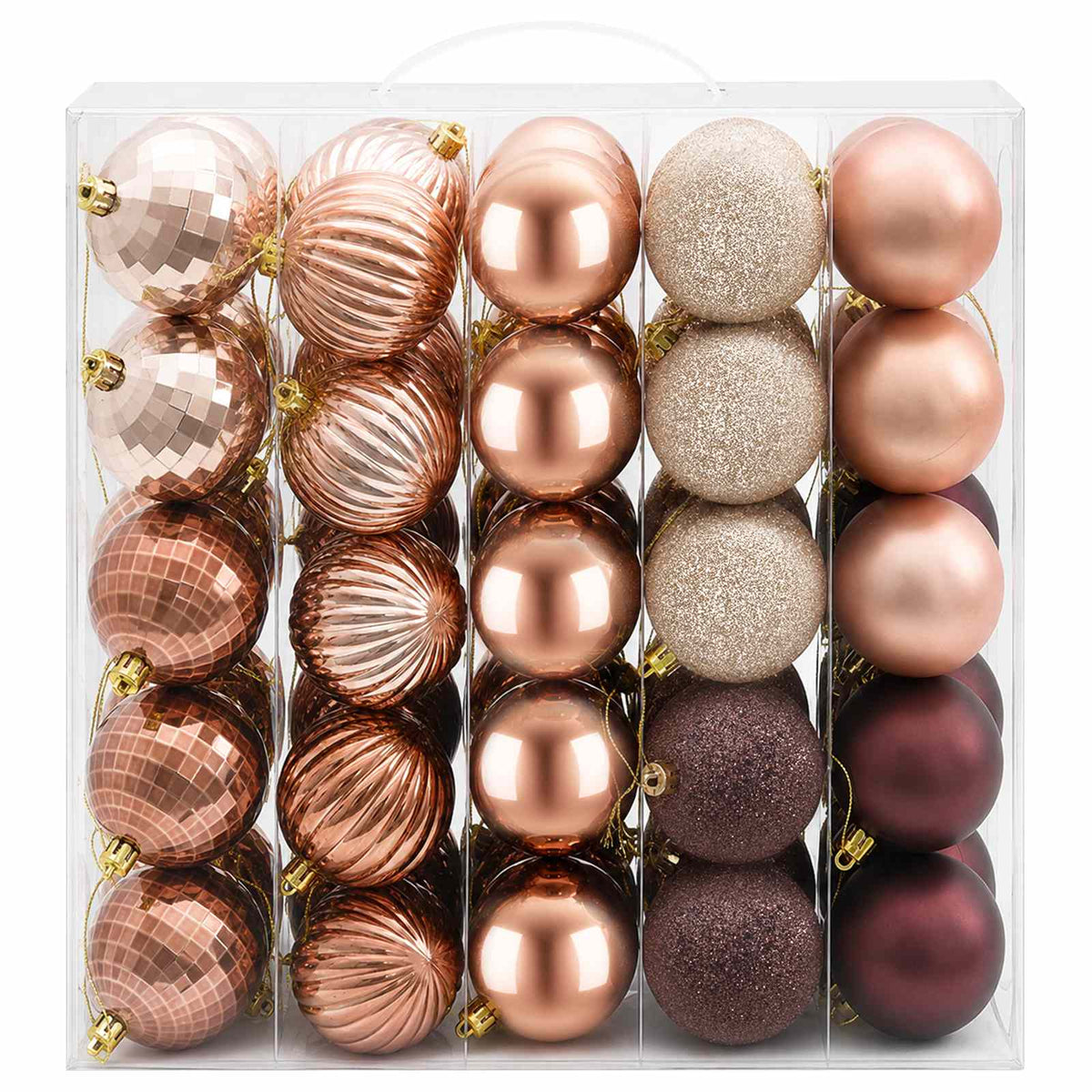 Christmas Ball Set 75 pcs Champagne and Brown 6 cm Polystyrene