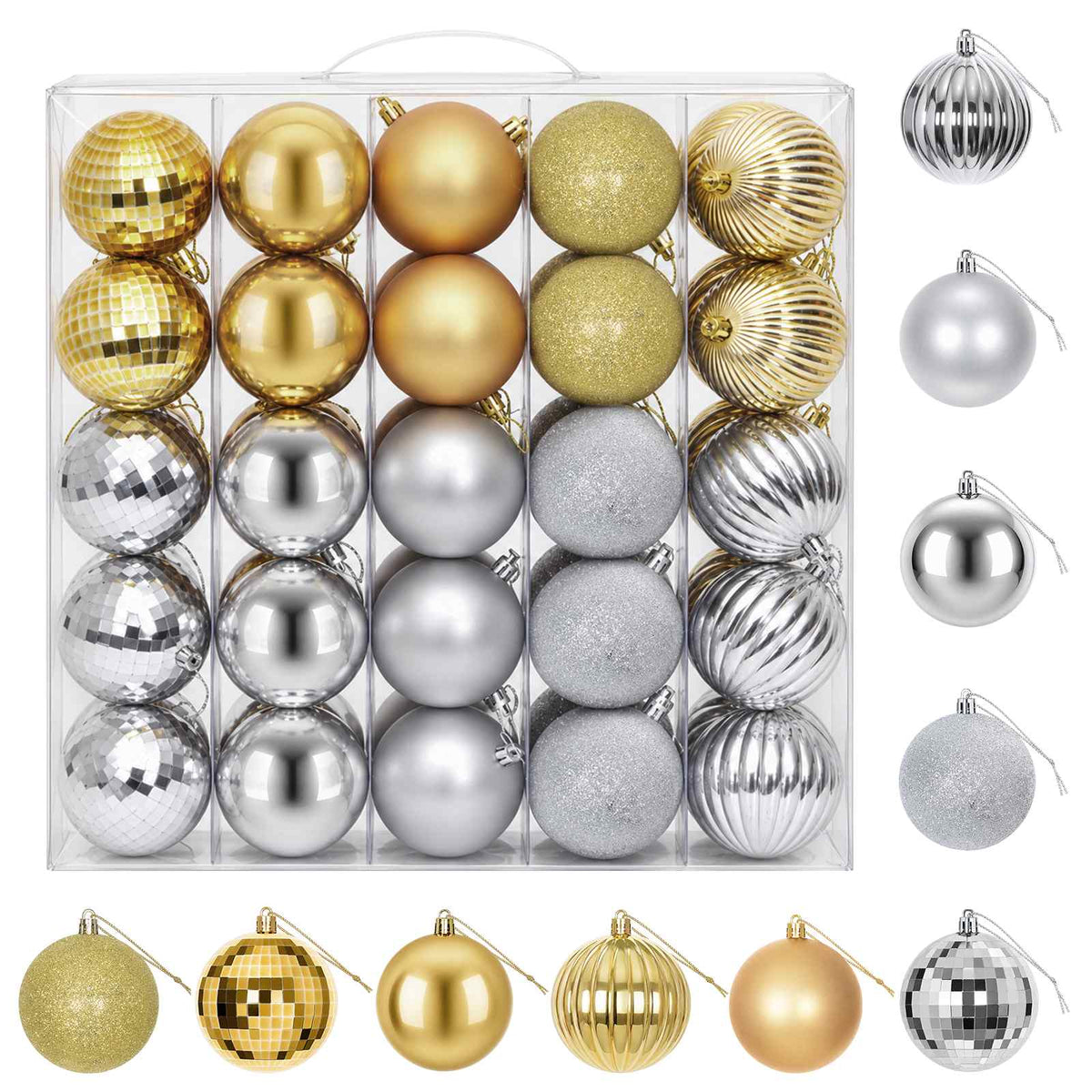 Christmas Ball Set 50 pcs Silver and Gold Dia. 8 cm Polystyrene