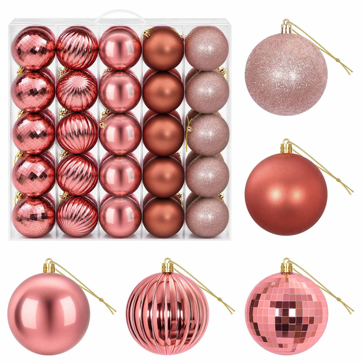 Christmas Ball Set 50 pcs Pink and Rose Dia. 8 cm Polystyrene