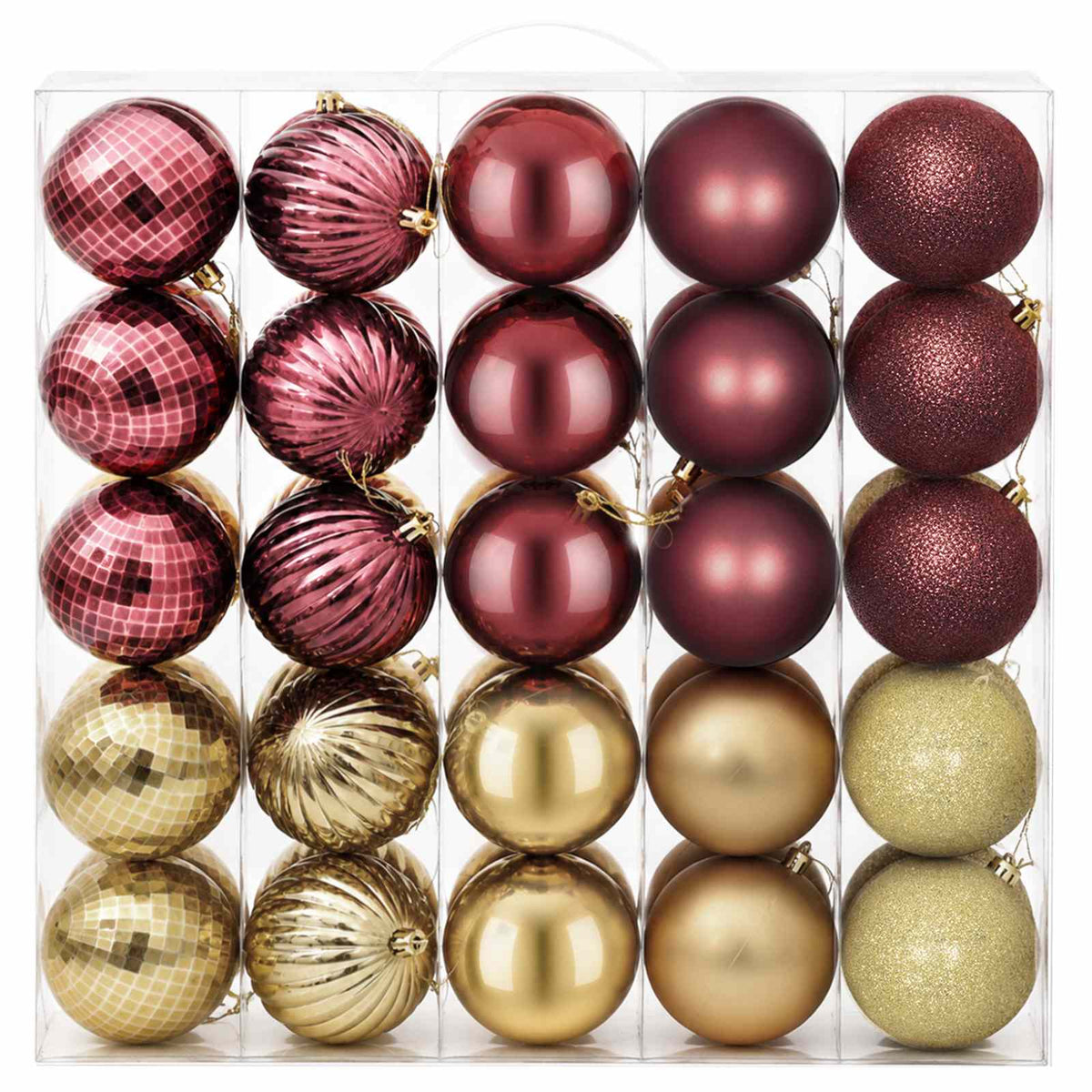 Christmas Ball Set 50 pcs Gold and Wine Red Dia. 8 cm