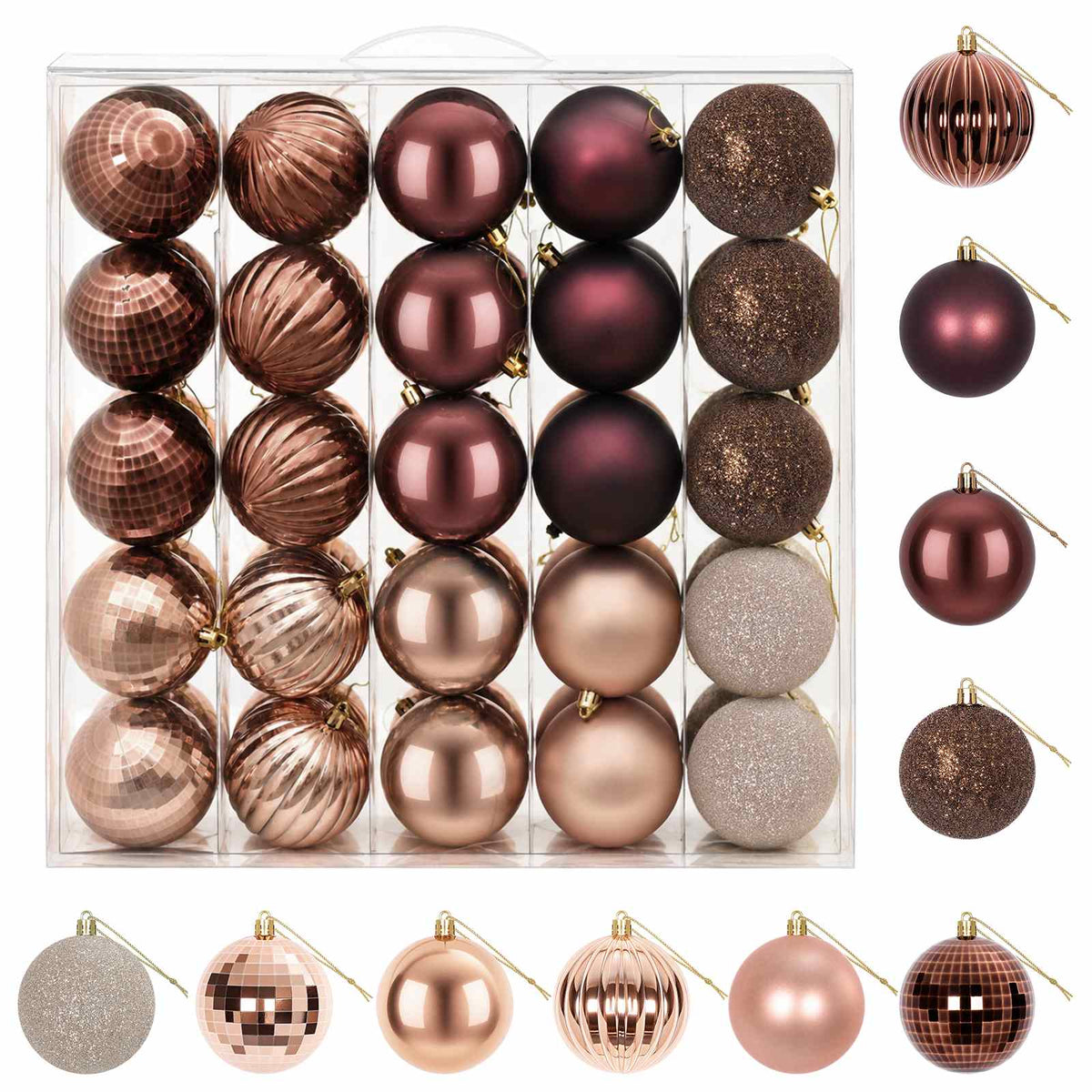 Christmas Ball Set 50 pcs Champagne and Brown Dia. 8 cm
