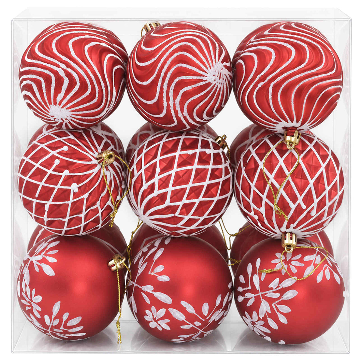 Christmas Ball Set XL 18 pcs Red and White Dia. 8 cm