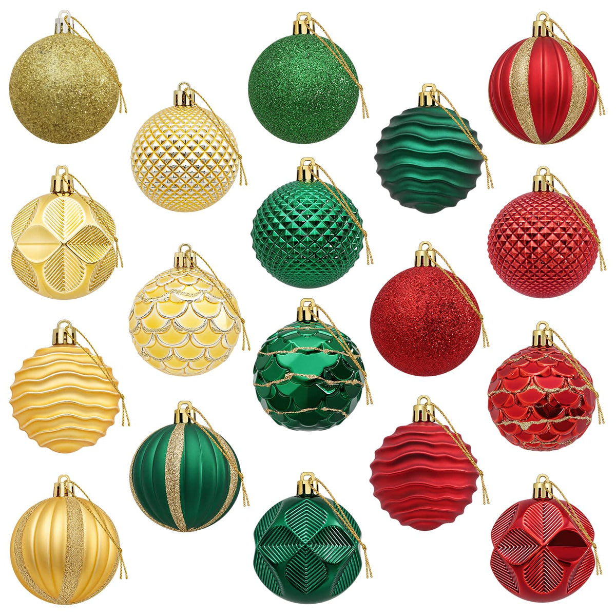 Christmas Ball Set 36 pcs Red Gold and Green Dia. 6 cm