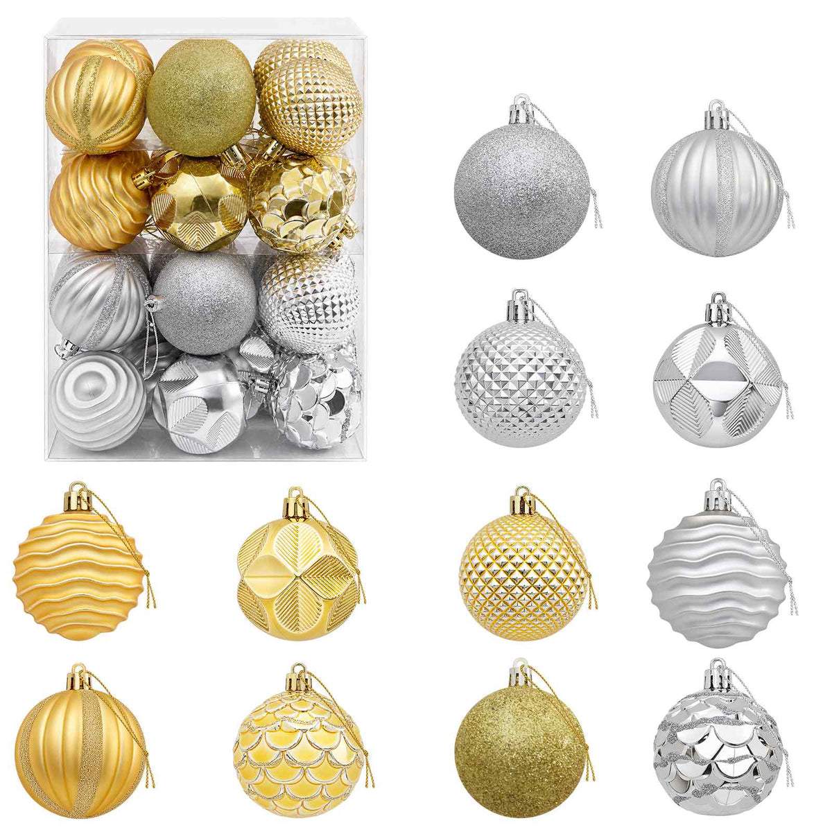 Christmas Ball Set 36 pcs Silver and Gold Dia. 6 cm Polystyrene