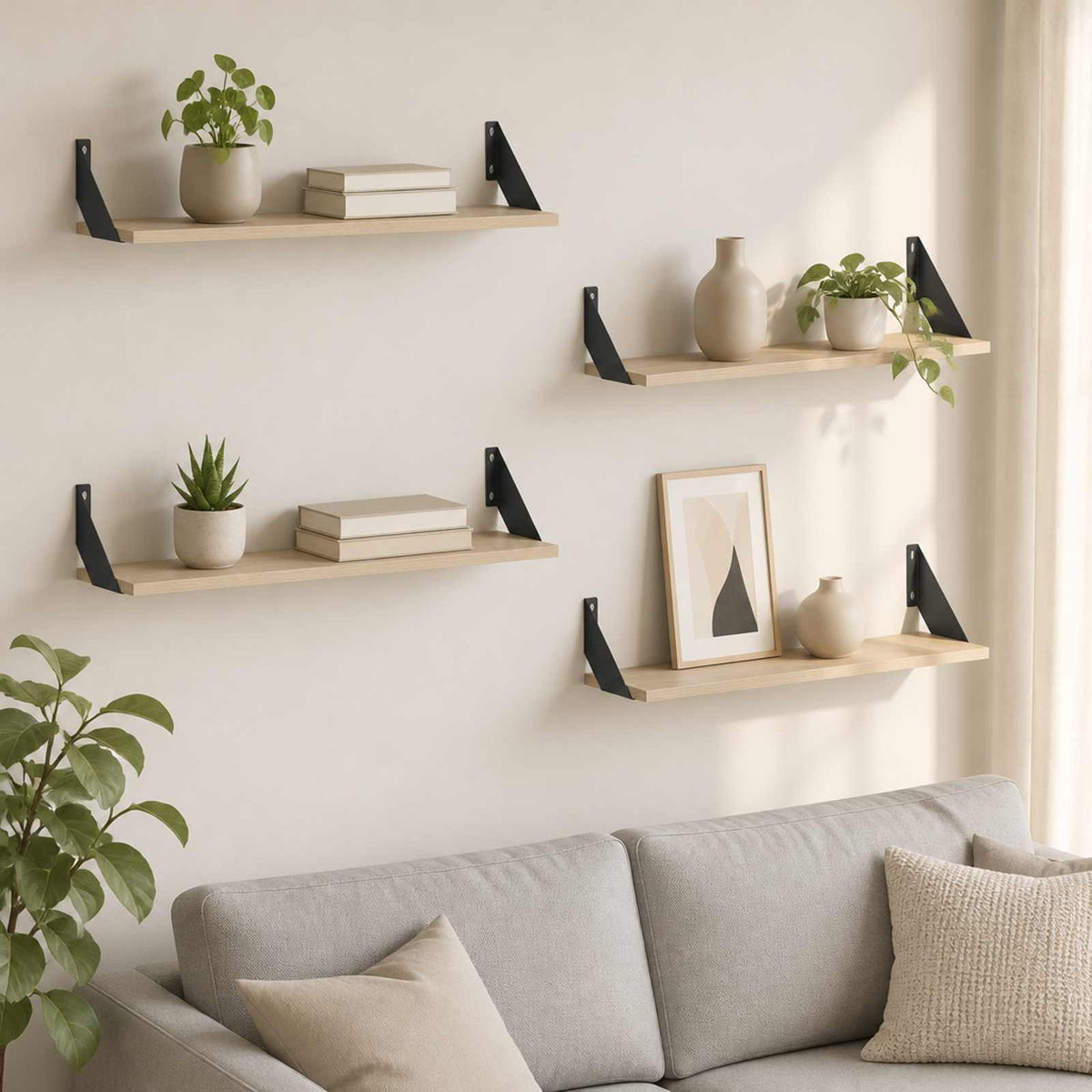 Wall Shelves 4 pcs Sonoma Oak 80 x 20 x 17 cm