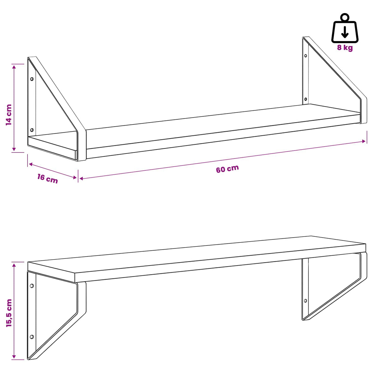 Wall Shelves 4 pcs Artisan Oak 60 x 16 x 15.5 cm