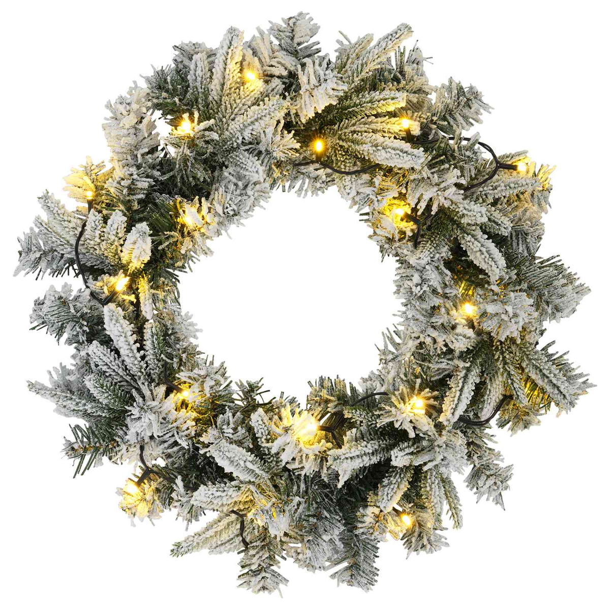 Christmas Wreath White Dia. 30 cm PVC and PE 25 LEDs