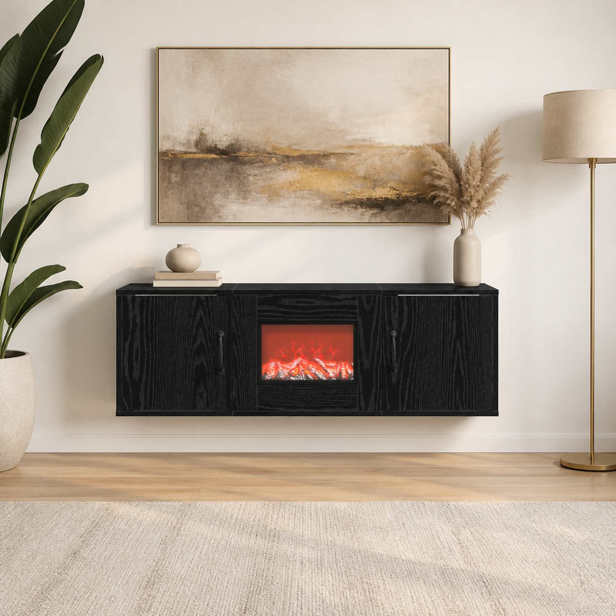 Electric Fireplace Black Oak 110 x 30 x 36.5 cm Engineered wood