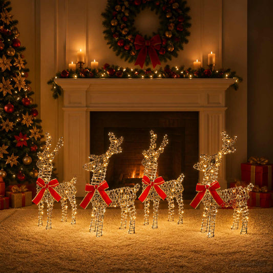 Christmas Reindeer 4 pcs 160 LEDs Warm White