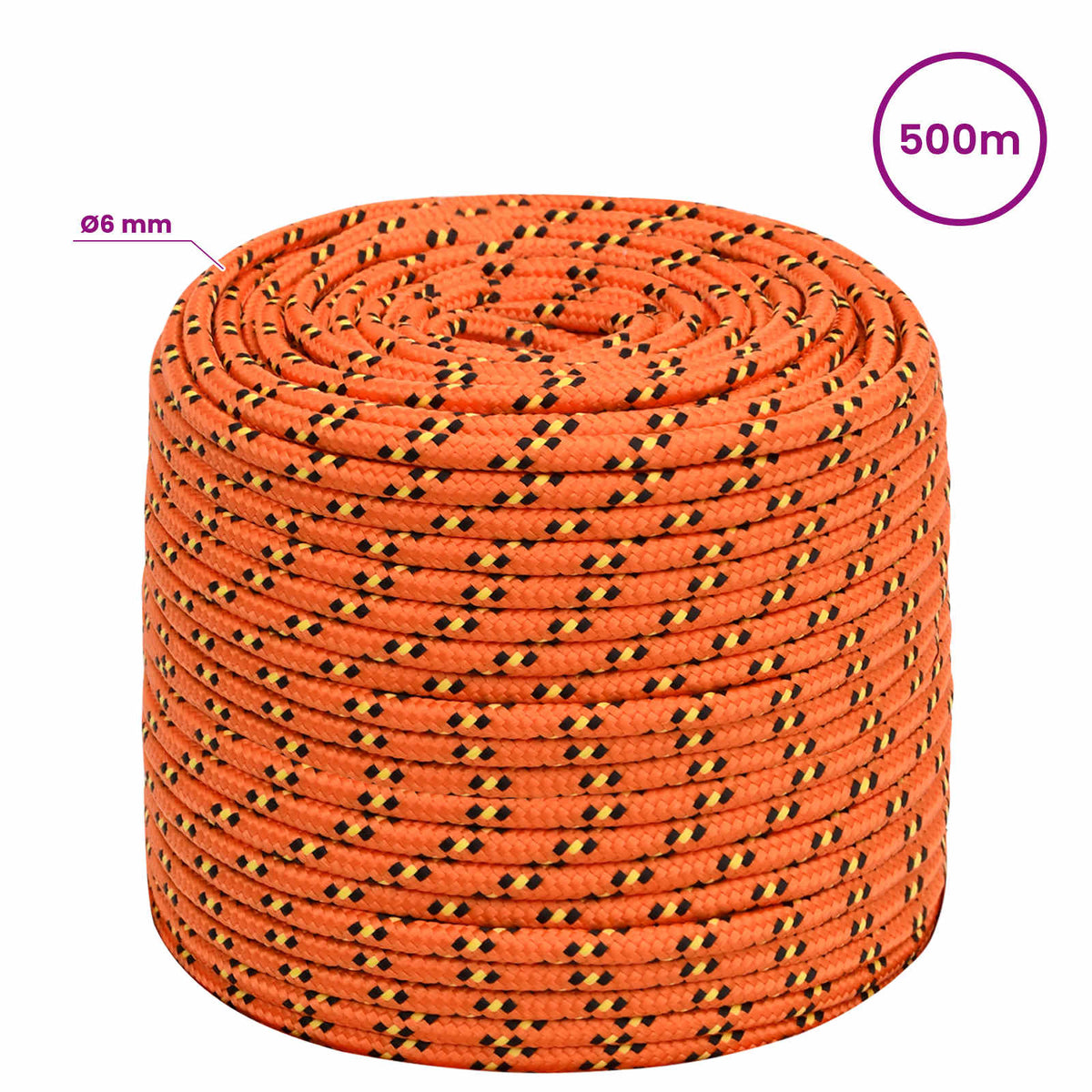Multipurpose Utility Rope 6 mm 500 m Orange PP 240 kg Max Load