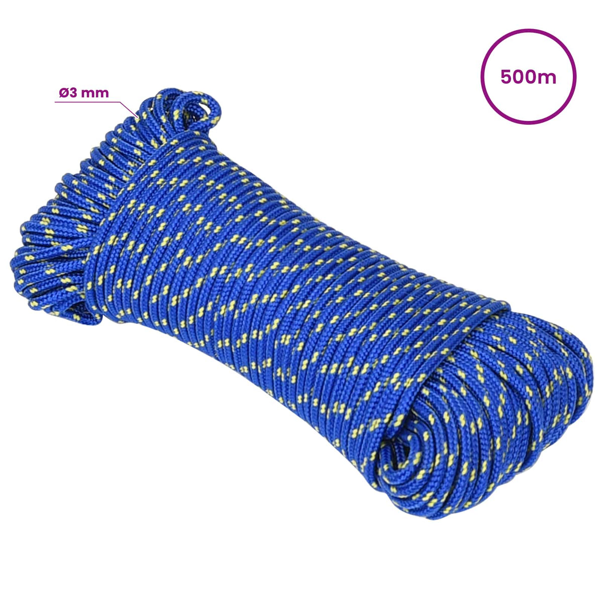Multipurpose Utility Rope 3 mm 500 m Blue PP 67.5 kg Max Load