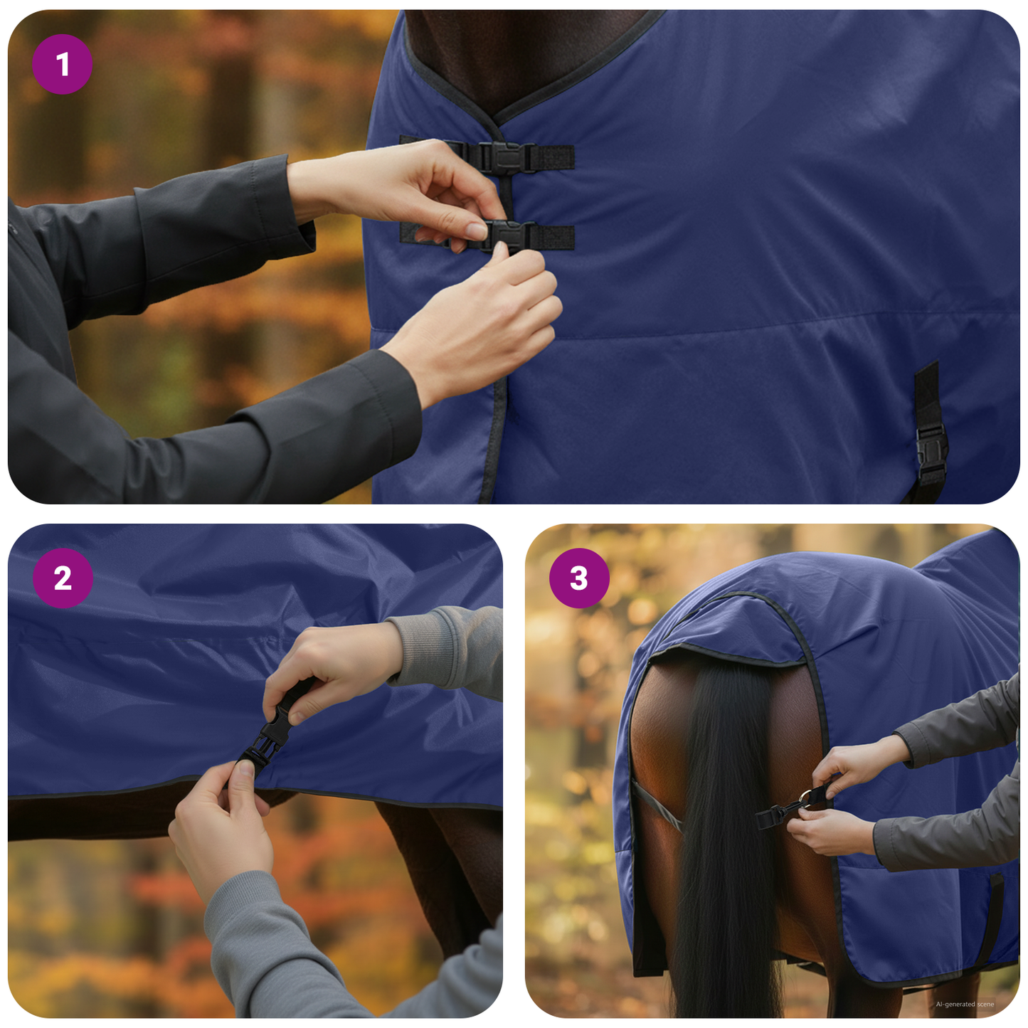 Horse Blanket Full Navy Blue 75 cm Polyester