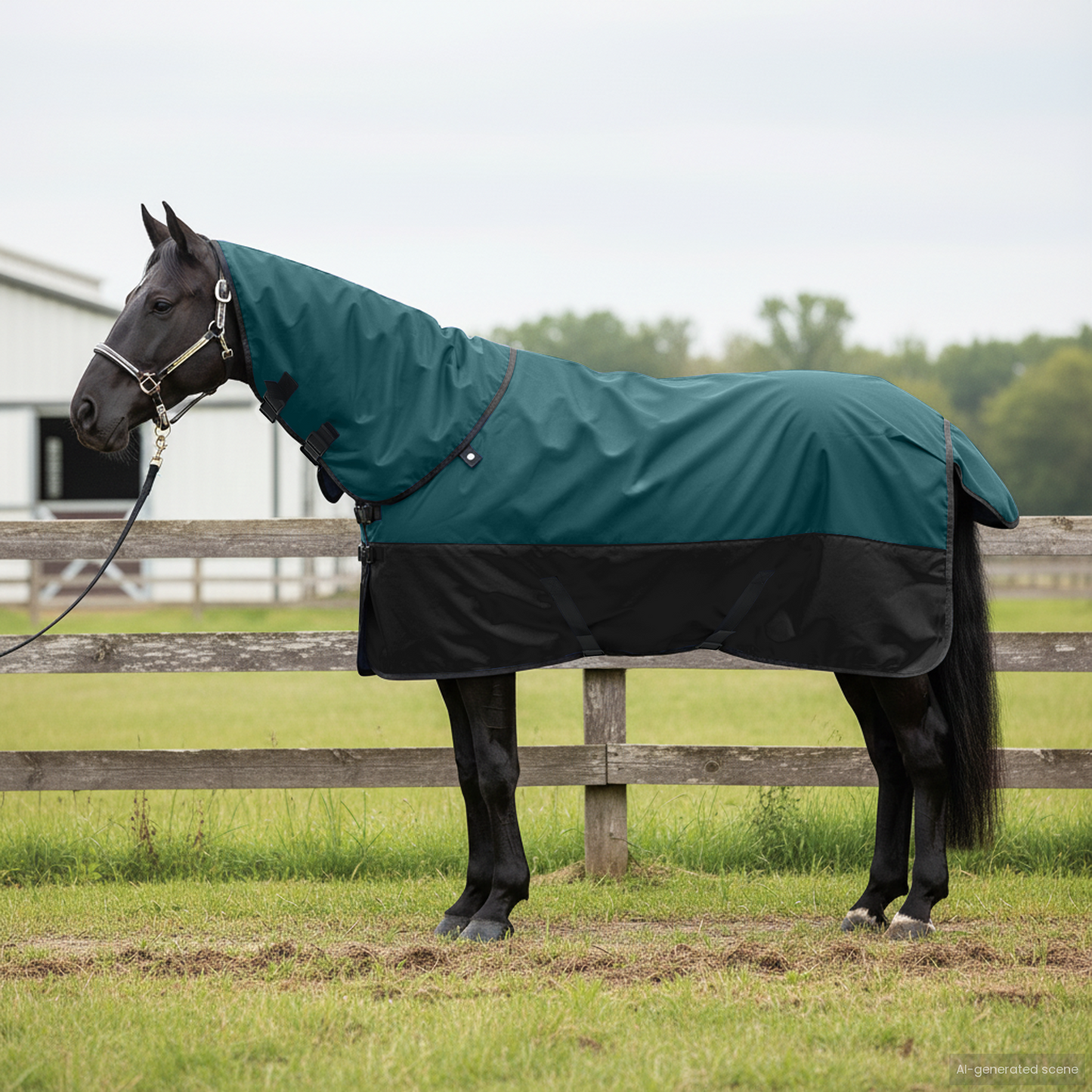 Horse Blanket Dark Green and Black 155 cm Polyester