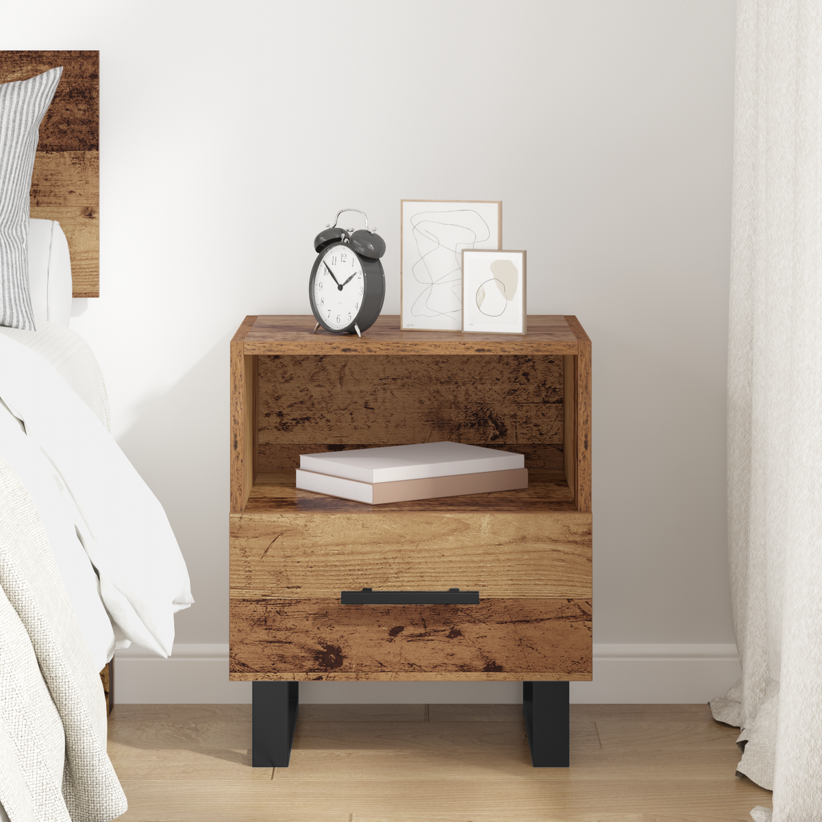 Bedside Cabinet Old Wood 40 x 35 x 47.5 cm Engineered Wood
