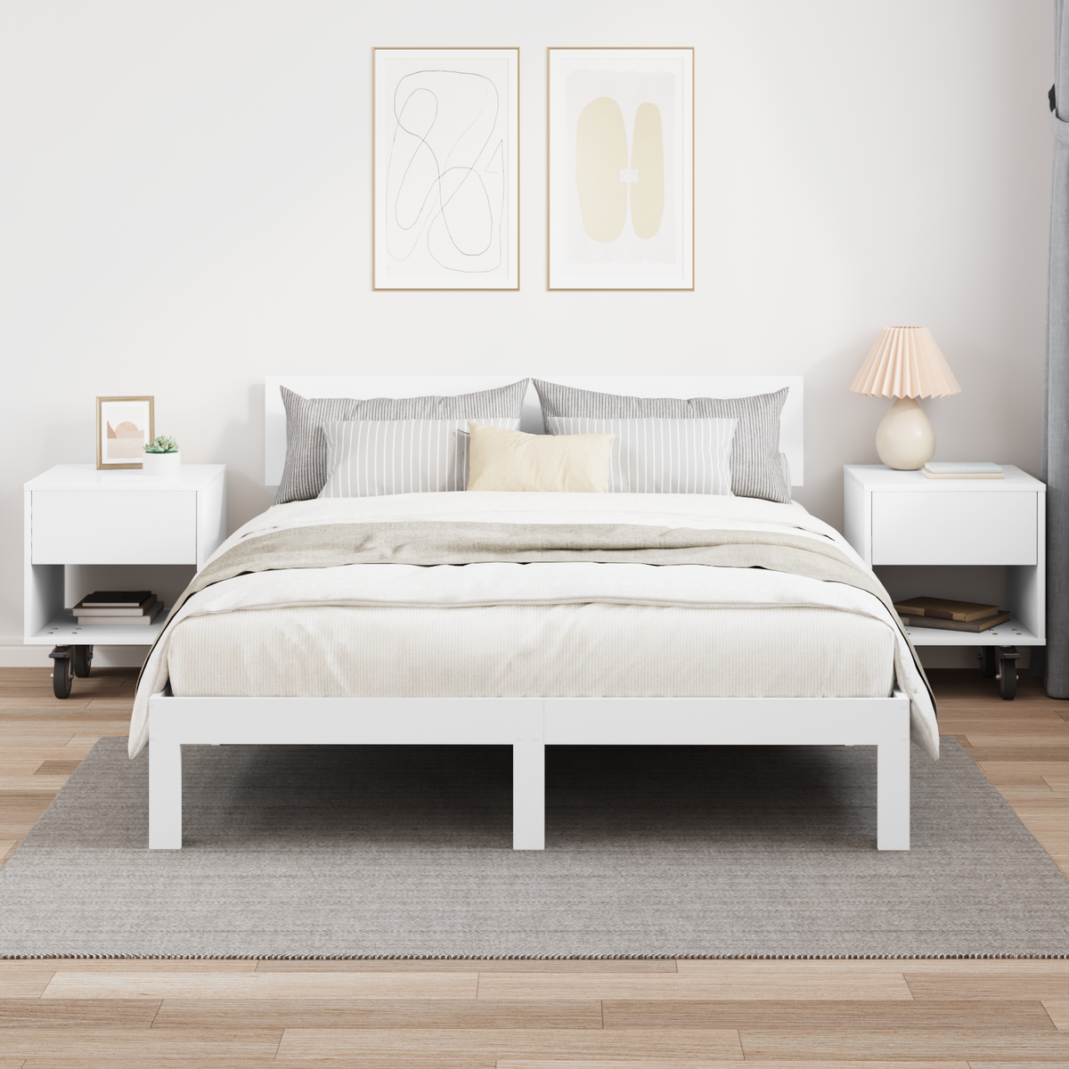 Bedside Table 2 pcs White 40.5 x 40 x 48 cm Engineered Wood